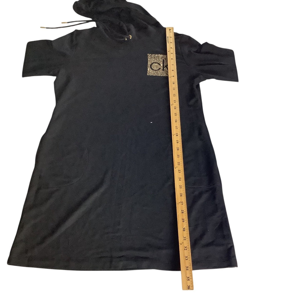 Calvin Klein Side Logo Hoodie Black Dress Womens Size L Long Sleeve