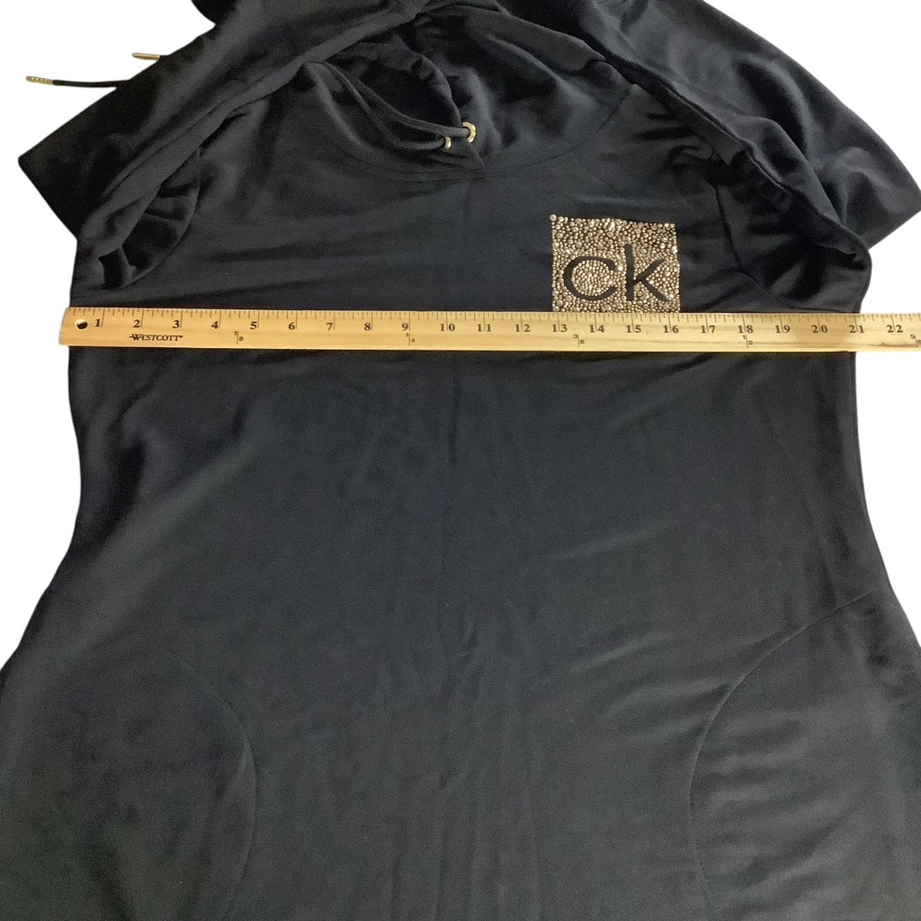 Calvin Klein Side Logo Hoodie Black Dress Womens Size L Long Sleeve