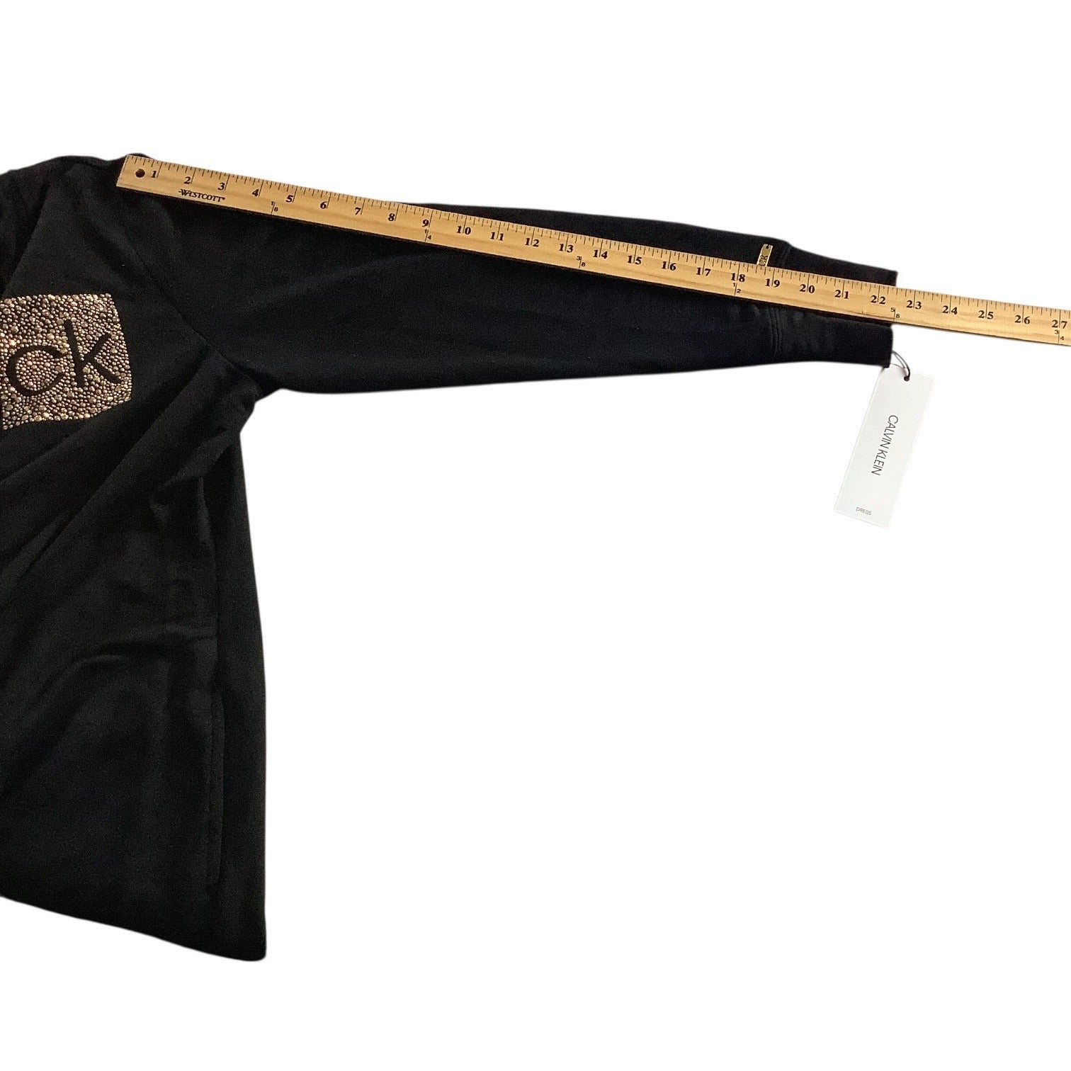 Calvin Klein Side Logo Hoodie Black Dress Womens Size L Long Sleeve