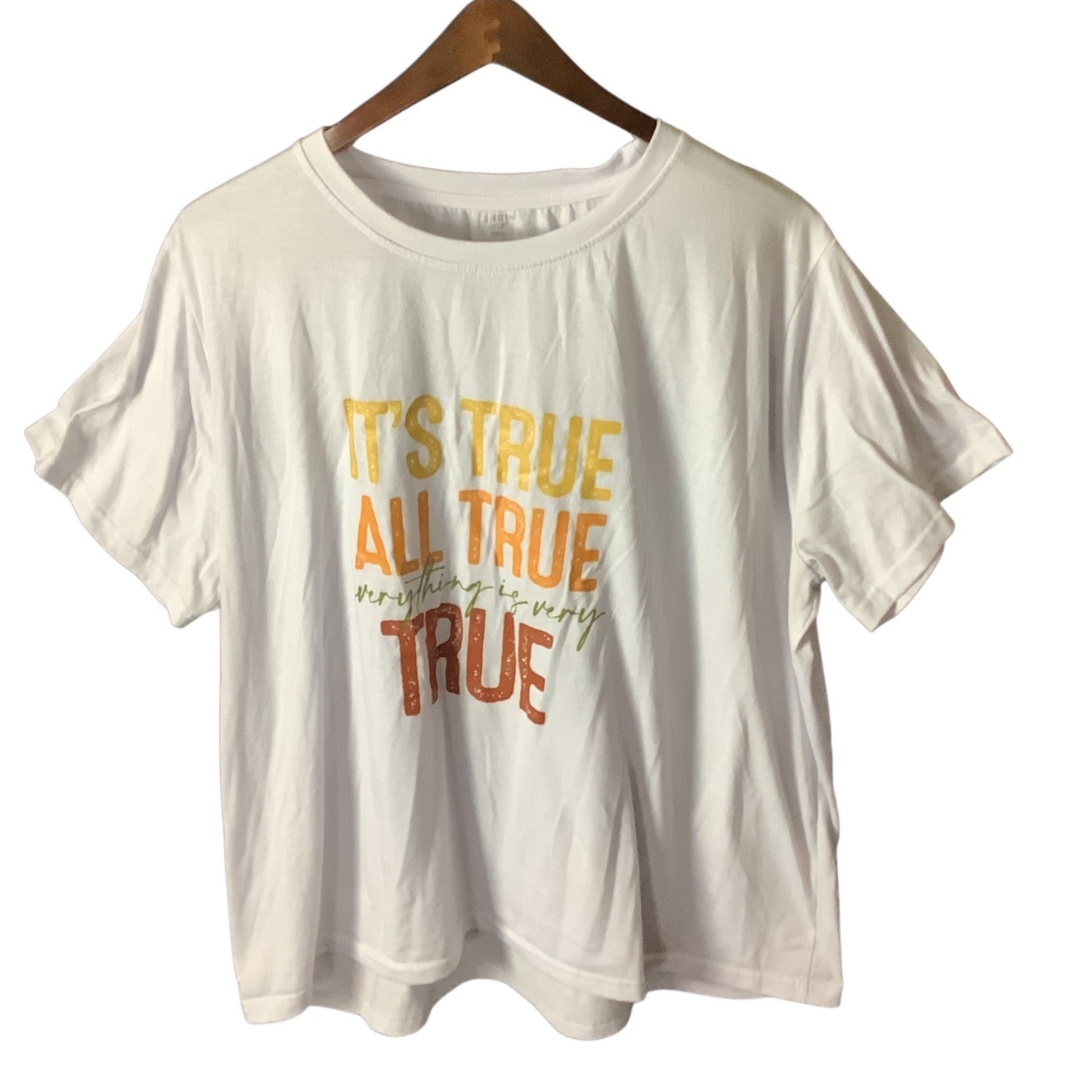 SHEIN Womens Curve 5XL White Graphic T-Shirt "Its True All True" Short Sleeve