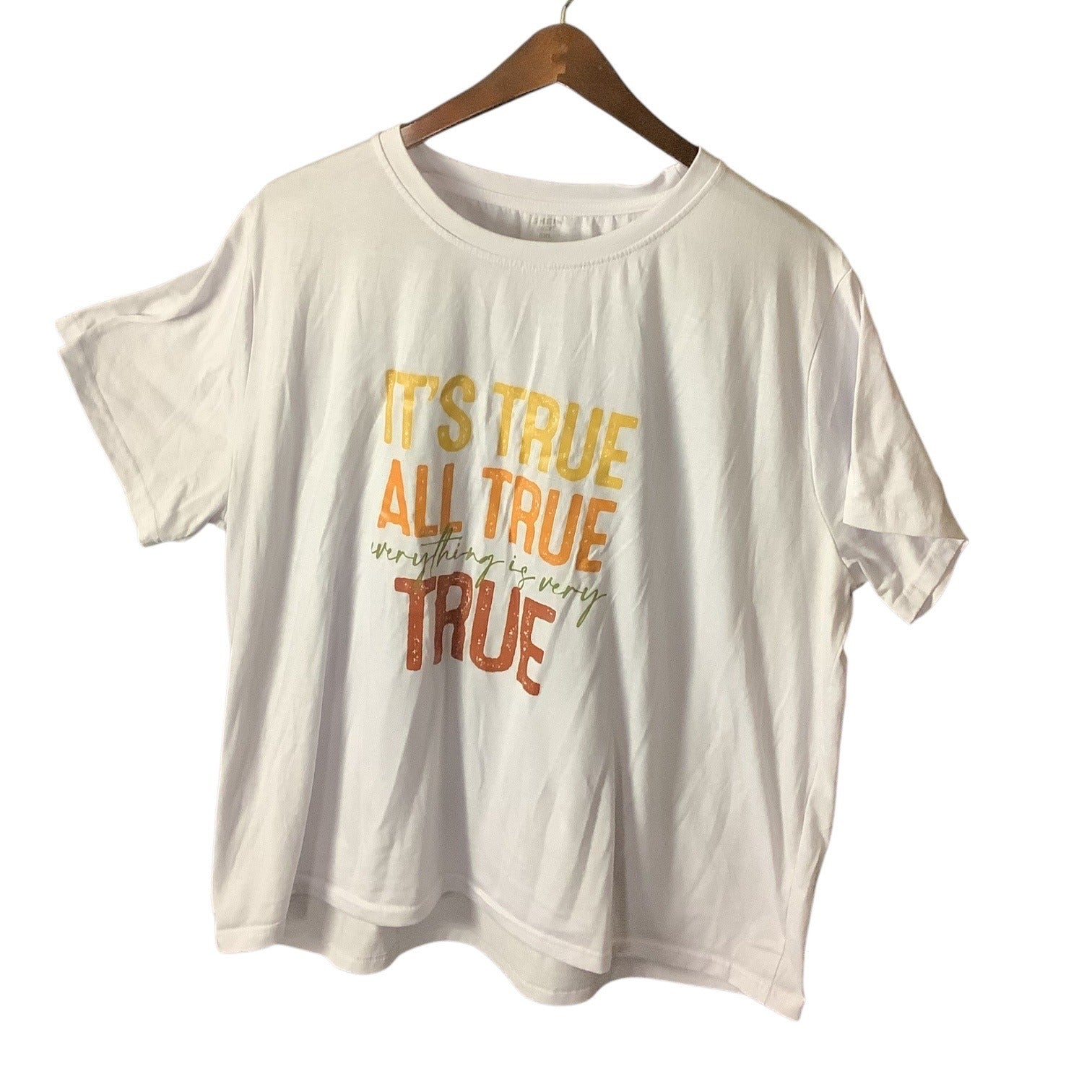 SHEIN Womens Curve 5XL White Graphic T-Shirt "Its True All True" Short Sleeve
