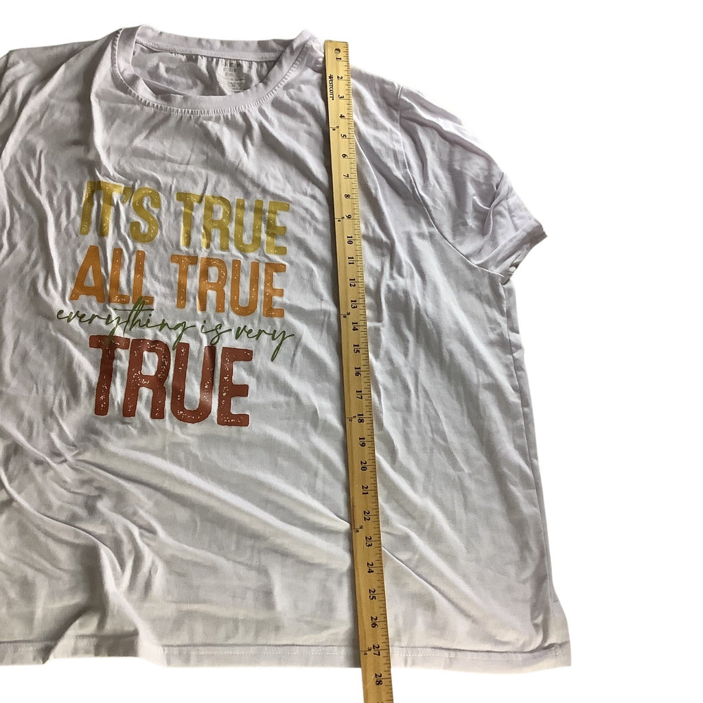 SHEIN Womens Curve 5XL White Graphic T-Shirt "Its True All True" Short Sleeve