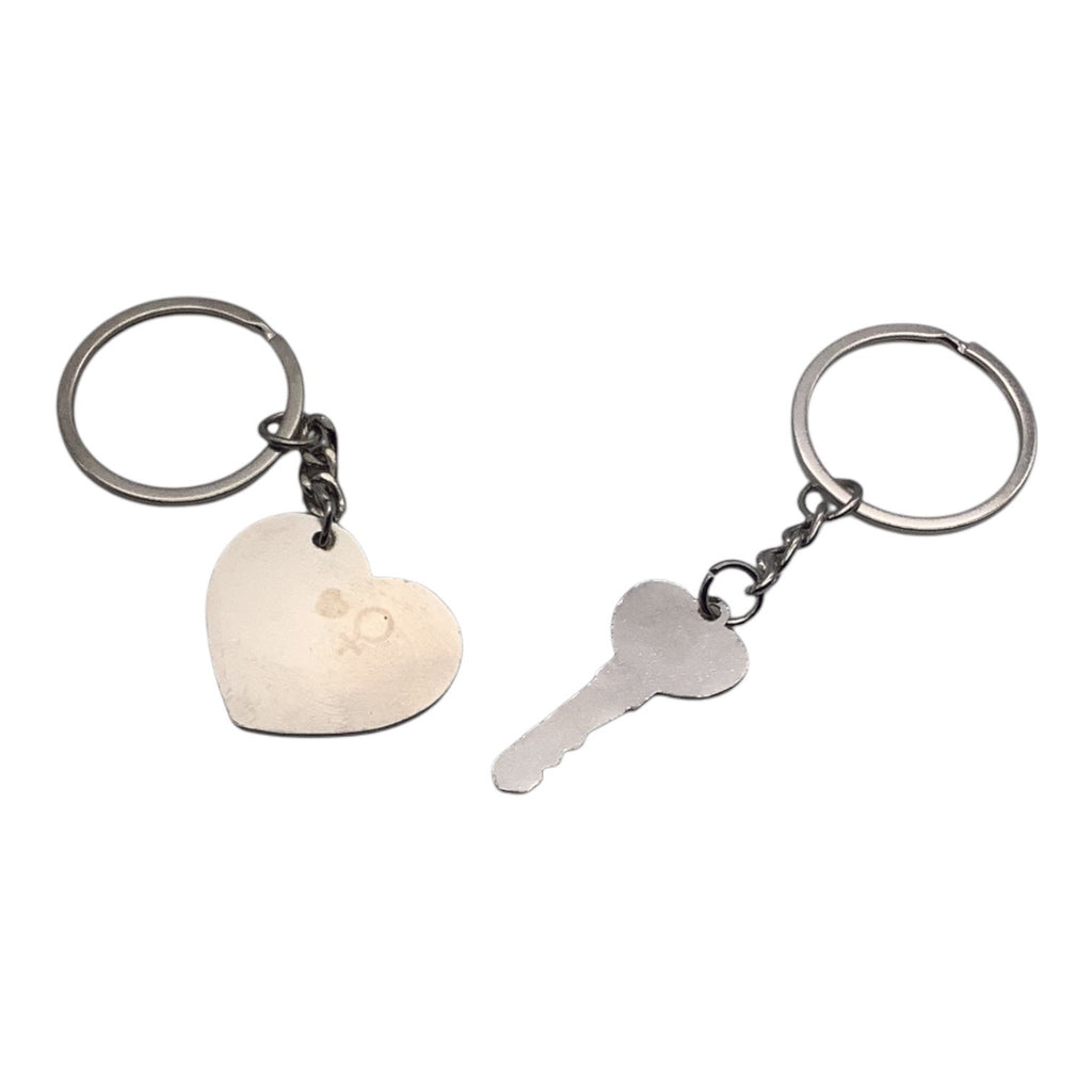 2pc Lovers Keychain Set Heart Lock & Key Design I Love You Engraving Key Rings
