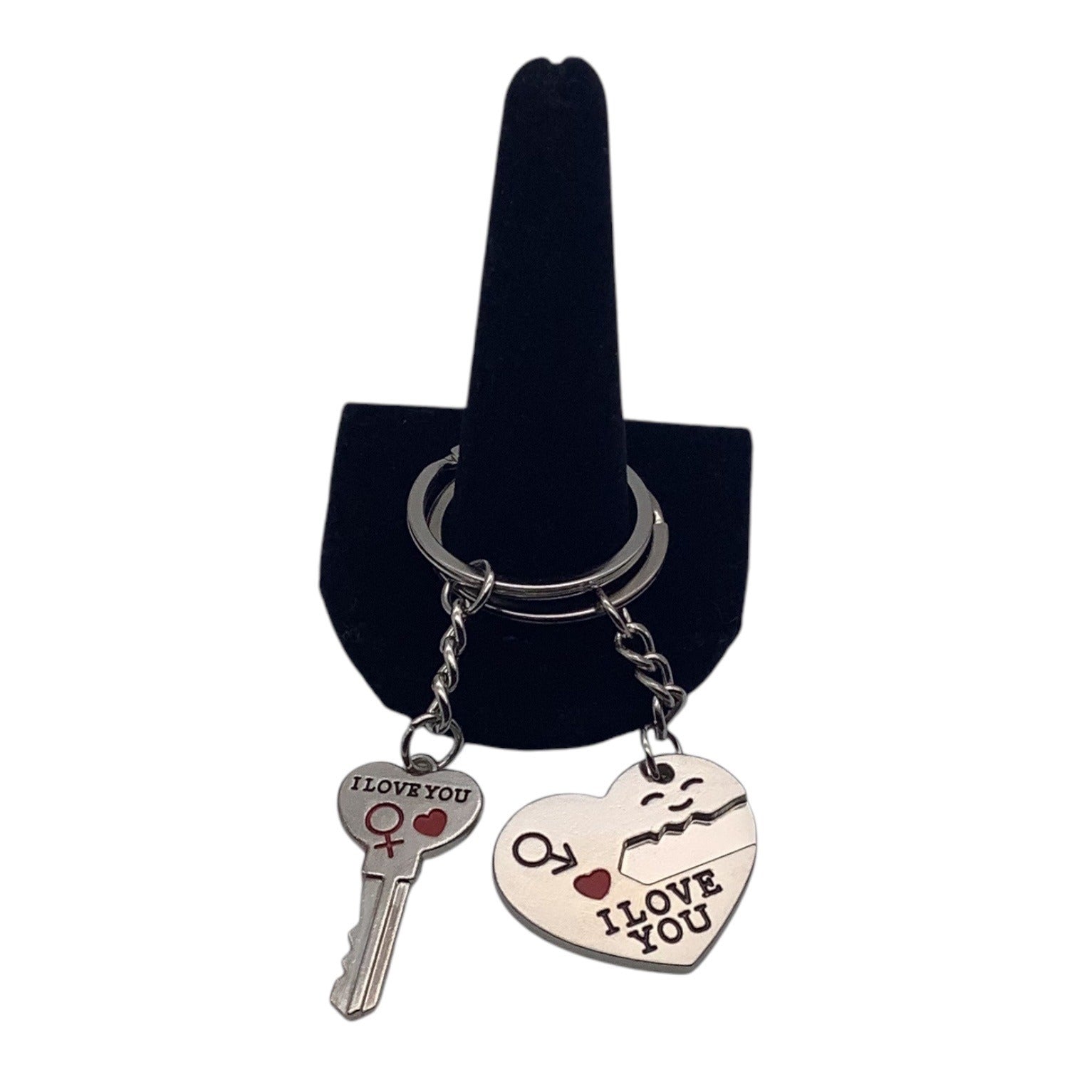 2pc Lovers Keychain Set Heart Lock & Key Design I Love You Engraving Key Rings