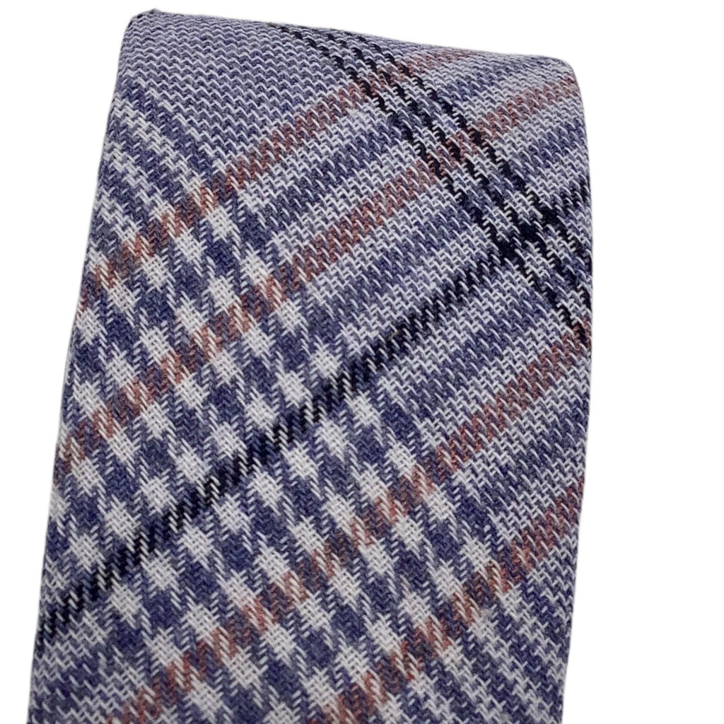 Skinny Tie Madness Blue Plaid Neck Tie Men Style SKM3224 "The Blue Bird" Cotton