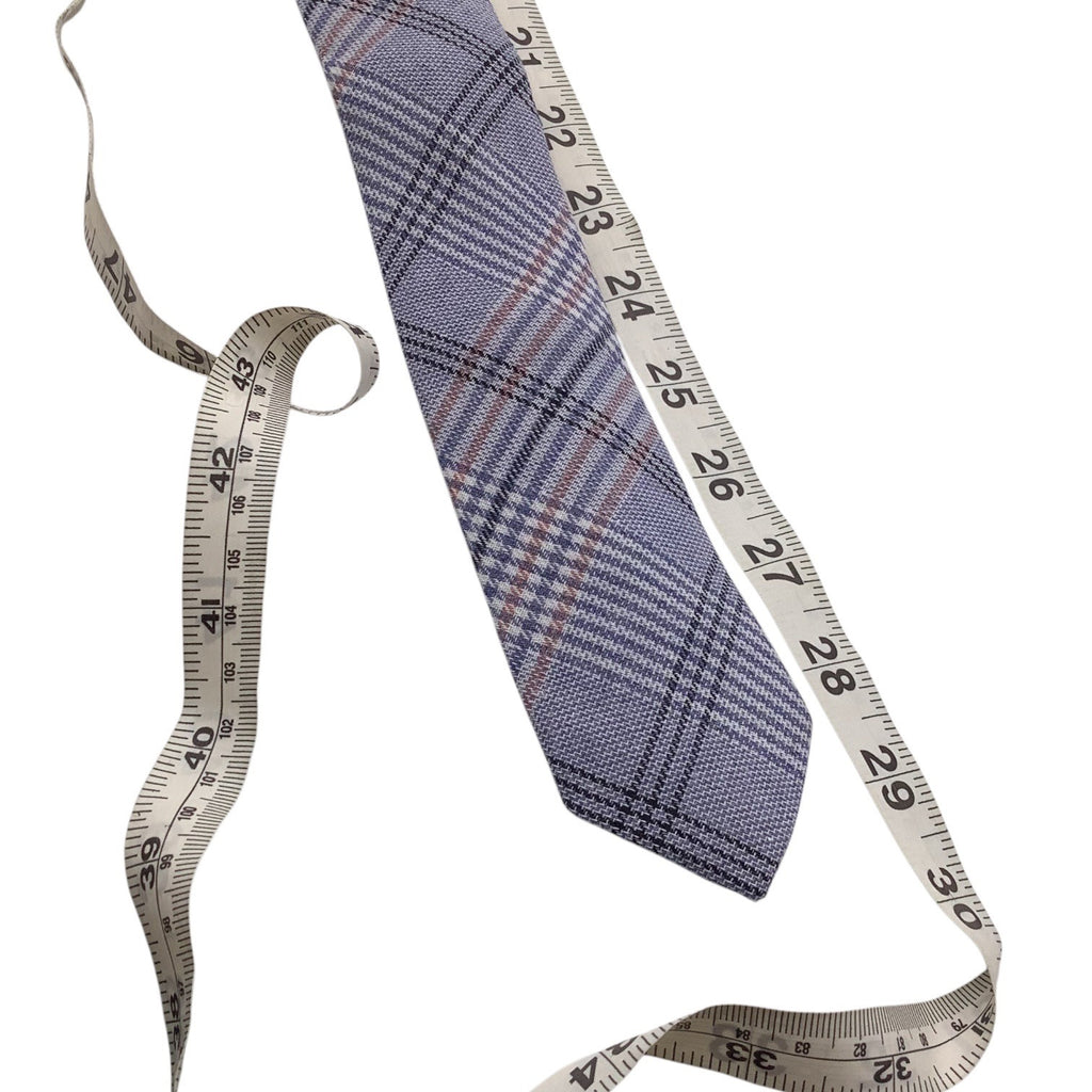 Skinny Tie Madness Blue Plaid Neck Tie Men Style SKM3224 "The Blue Bird" Cotton