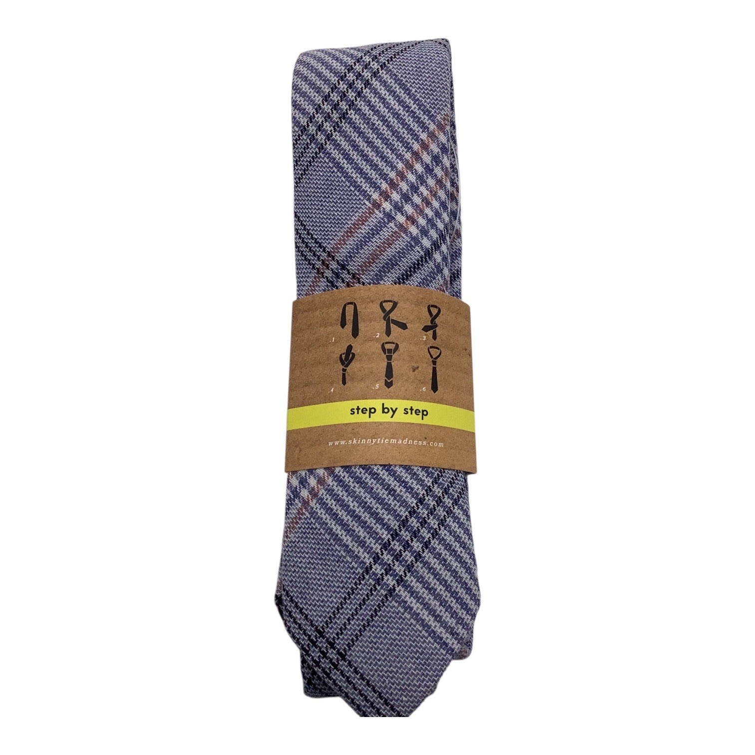 Skinny Tie Madness Blue Plaid Neck Tie Men Style SKM3224 "The Blue Bird" Cotton