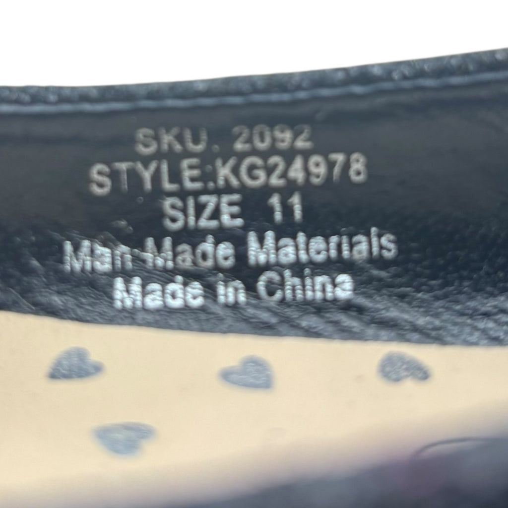 Kensie Girl Black Glitter Ballet Flats Patent Cap Toe & Rhinestone Strap Size 11