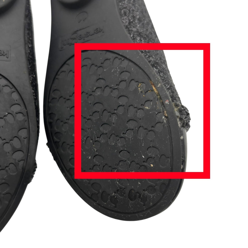 Kensie Girl Black Glitter Ballet Flats Patent Cap Toe & Rhinestone Strap Size 11