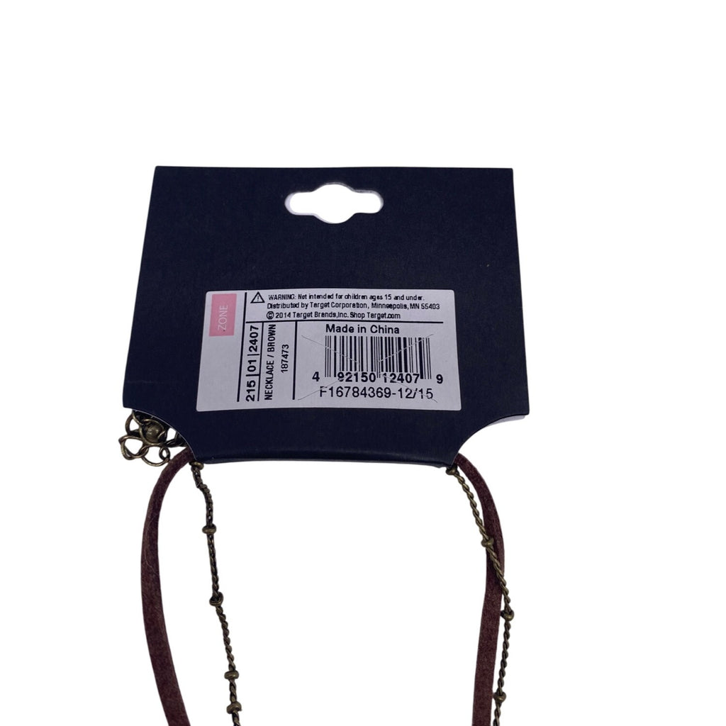 Target Brown Chains Feather Beads Southwestern Boho Necklace 28” Long Layered