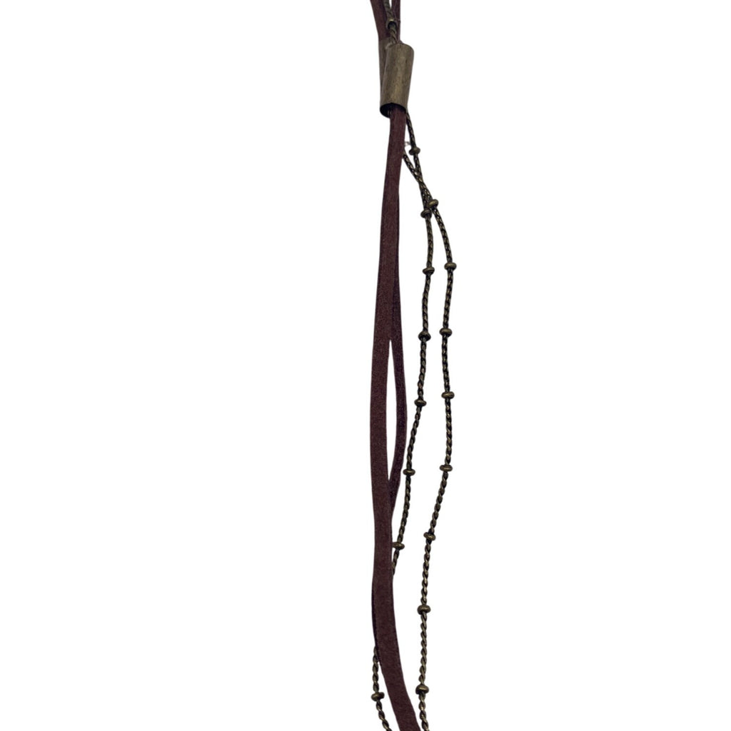 Target Brown Chains Feather Beads Southwestern Boho Necklace 28” Long Layered