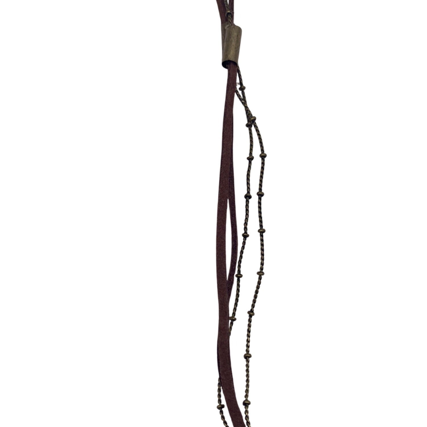 Target Brown Chains Feather Beads Southwestern Boho Necklace 28” Long Layered