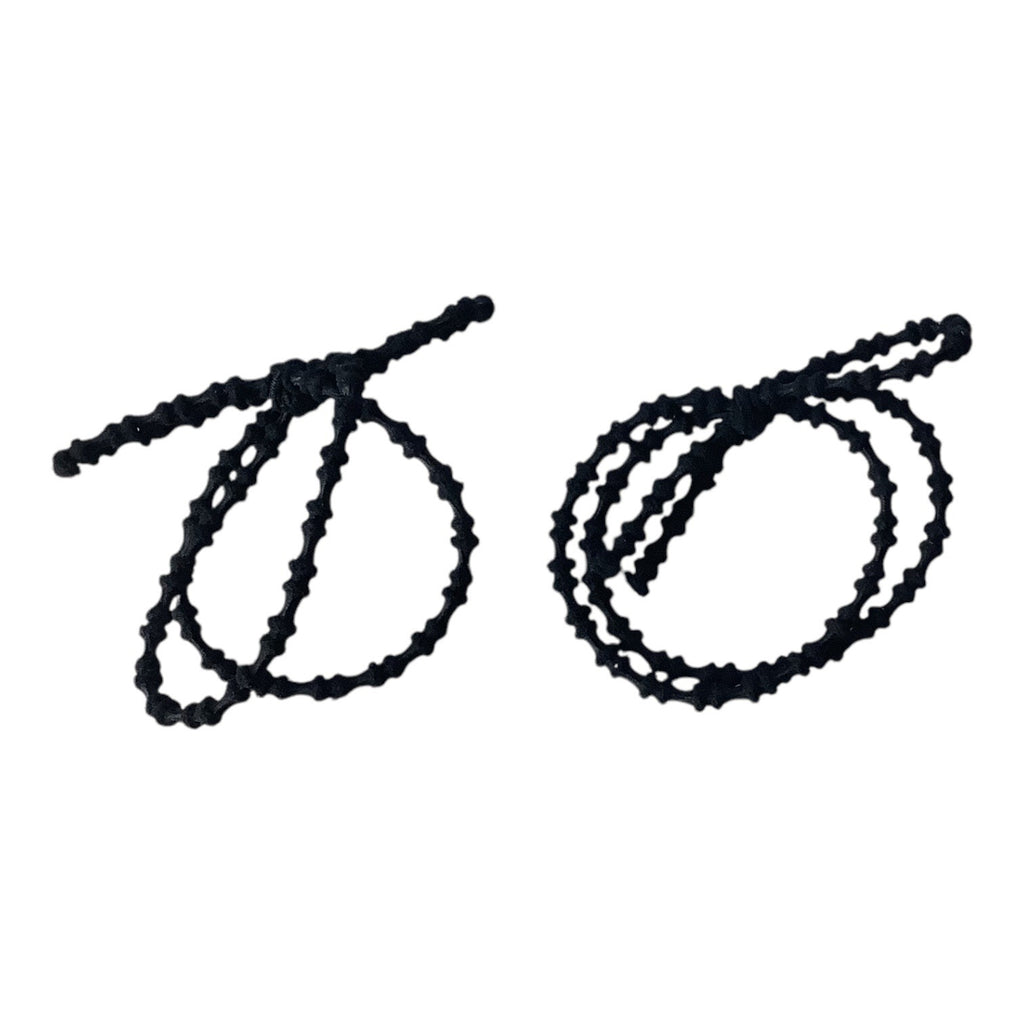 Black Elastic Hair Ties With Textured Design Set Of Two Stretch Ponytail Holder