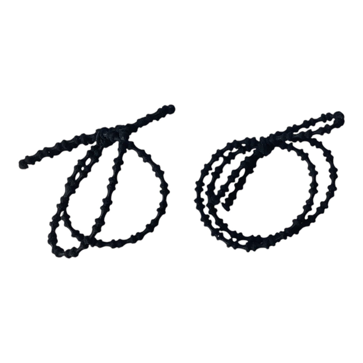 Black Elastic Hair Ties With Textured Design Set Of Two Stretch Ponytail Holder