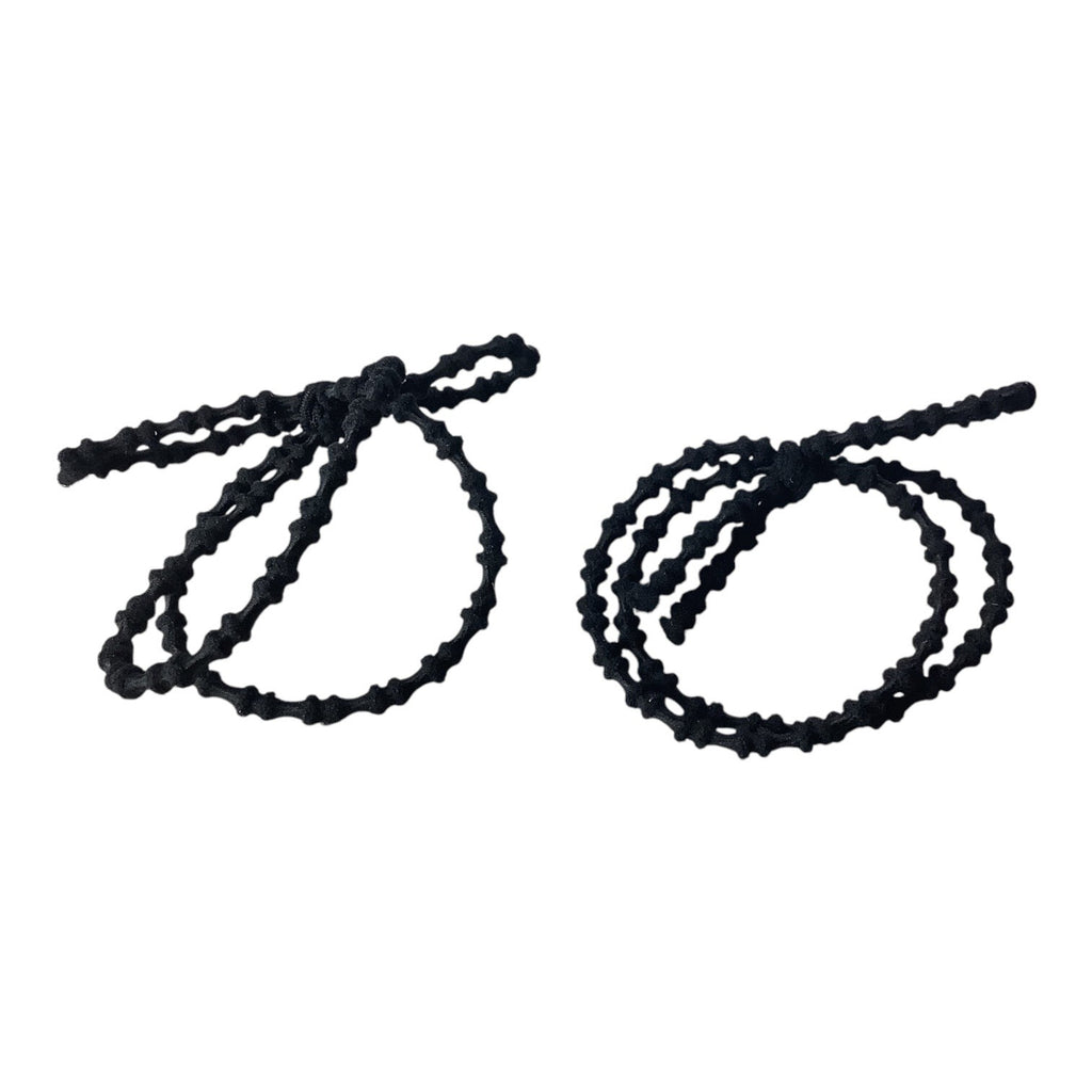 Black Elastic Hair Ties With Textured Design Set Of Two Stretch Ponytail Holder