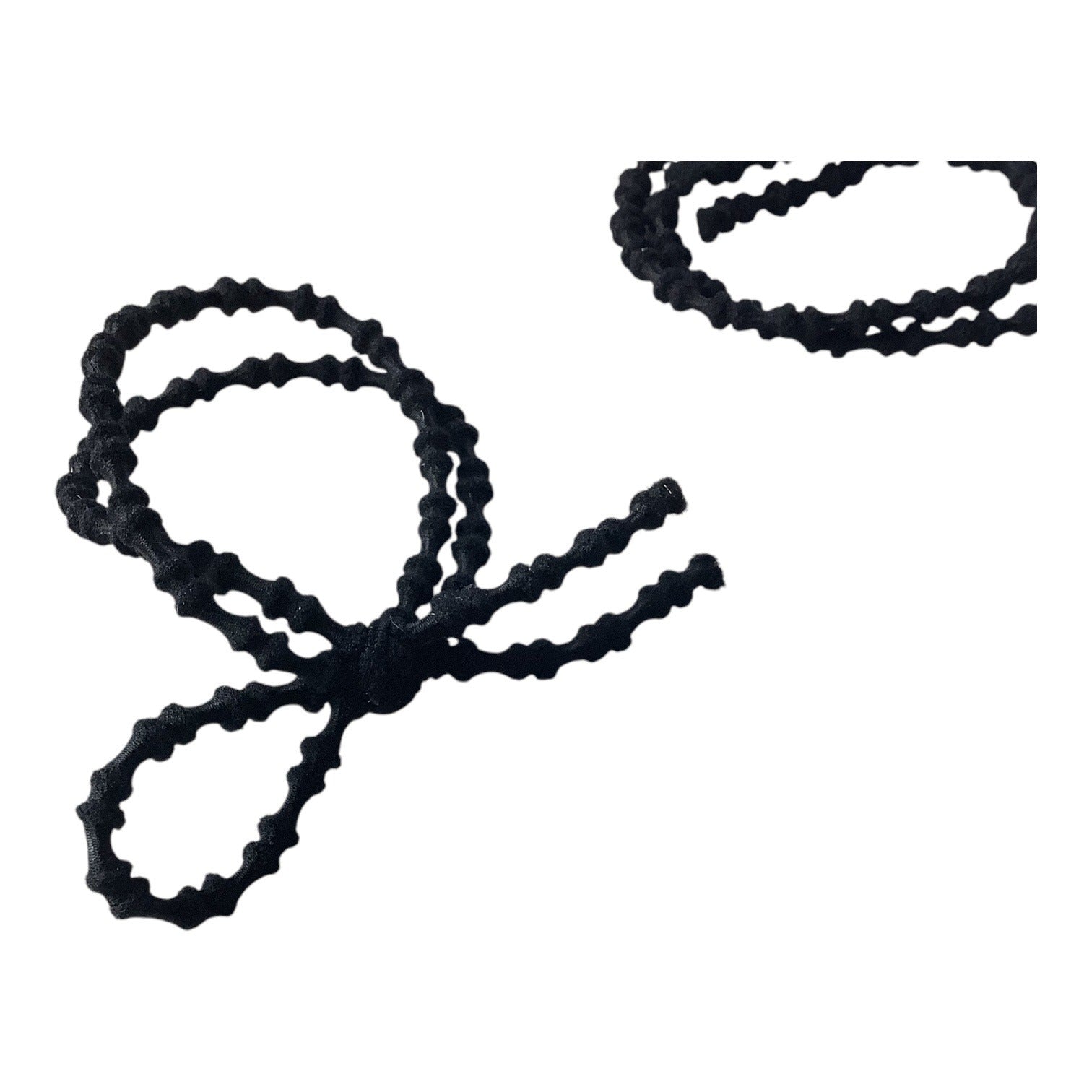 Black Elastic Hair Ties With Textured Design Set Of Two Stretch Ponytail Holder