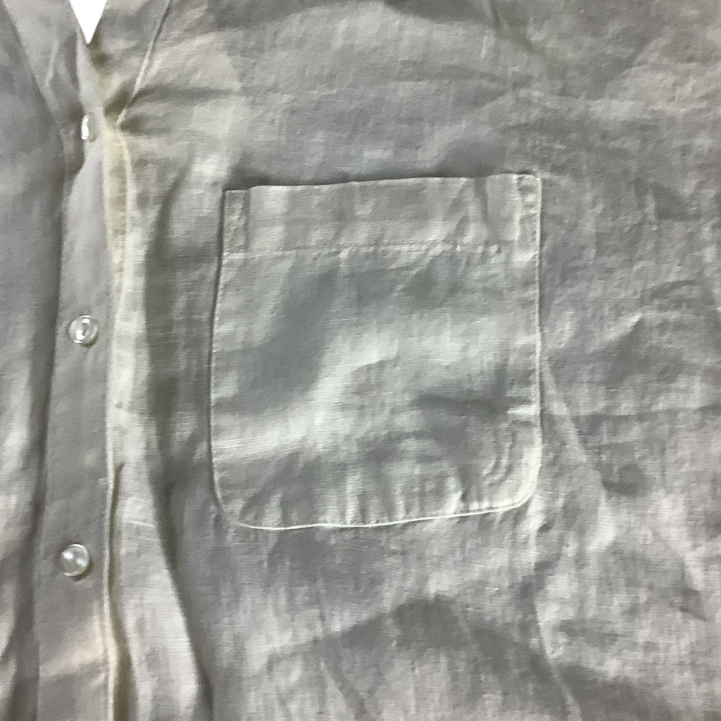 Charter Club Women’s White Linen Button Front Tie Hem Shirt Size M Collarless