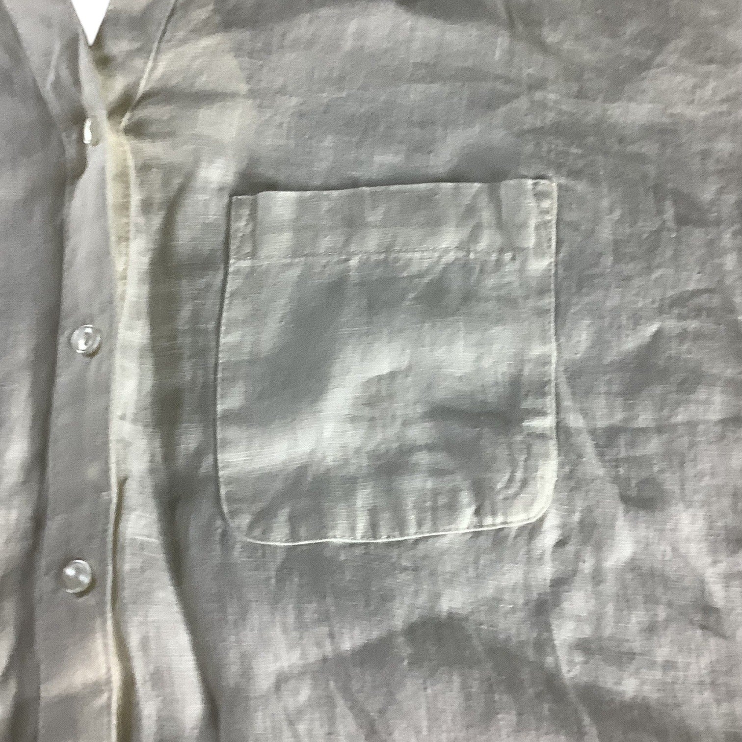 Charter Club Women’s White Linen Button Front Tie Hem Shirt Size M Collarless