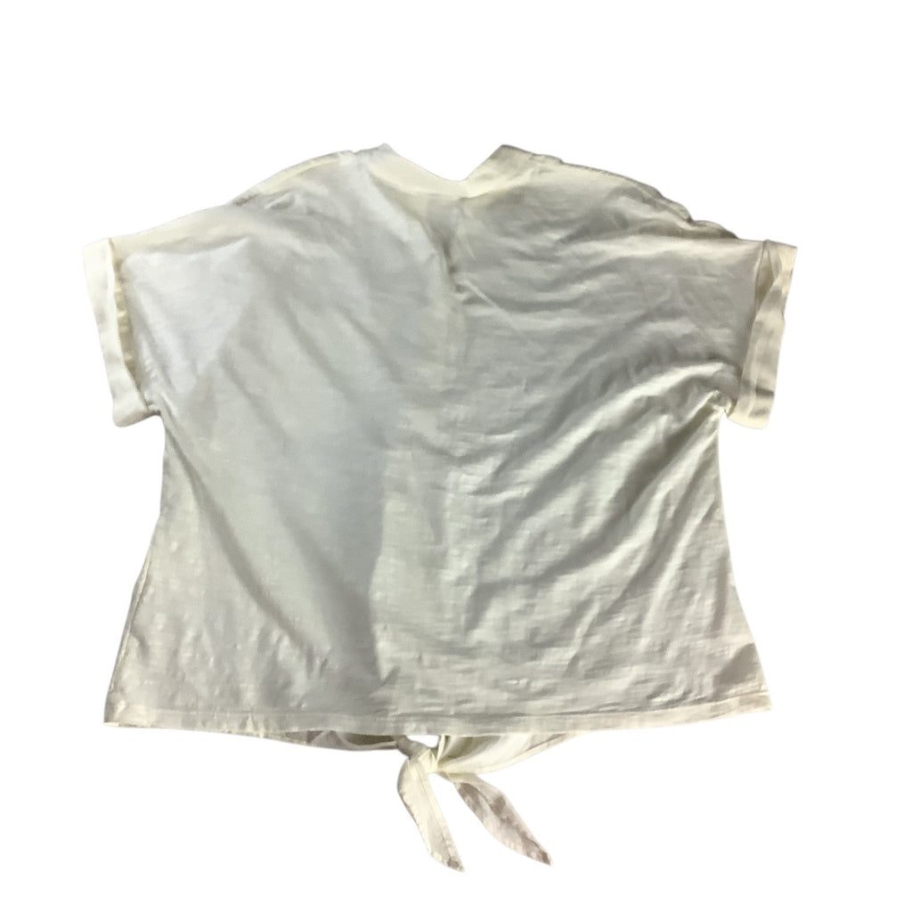 Charter Club Women’s White Linen Button Front Tie Hem Shirt Size M Collarless