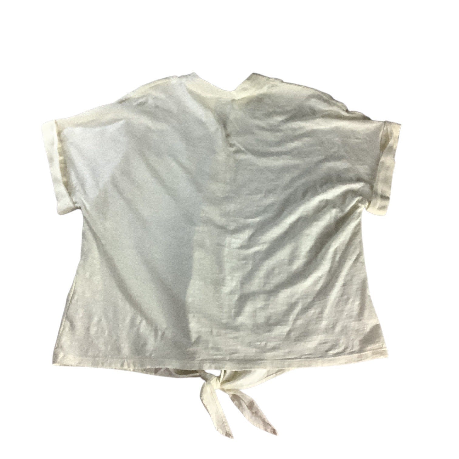 Charter Club Women’s White Linen Button Front Tie Hem Shirt Size M Collarless