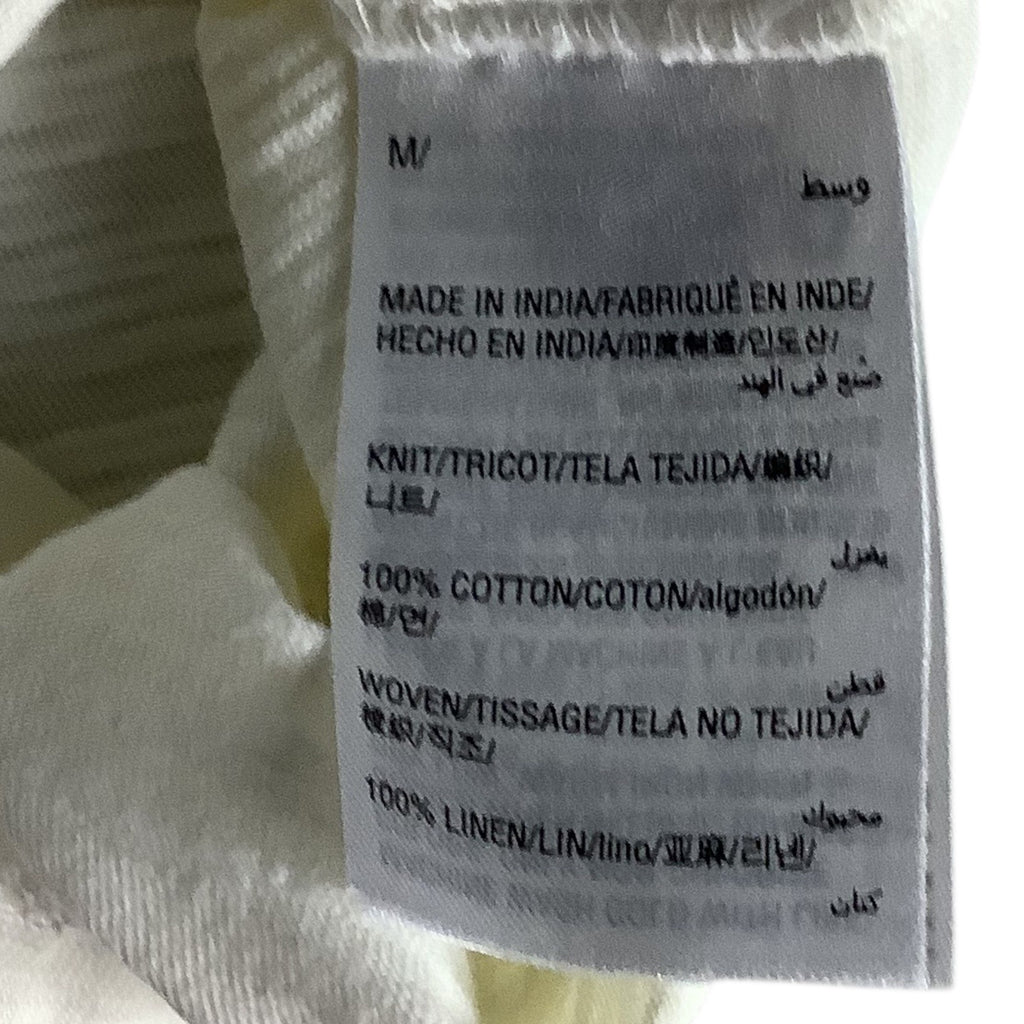 Charter Club Women’s White Linen Button Front Tie Hem Shirt Size M Collarless