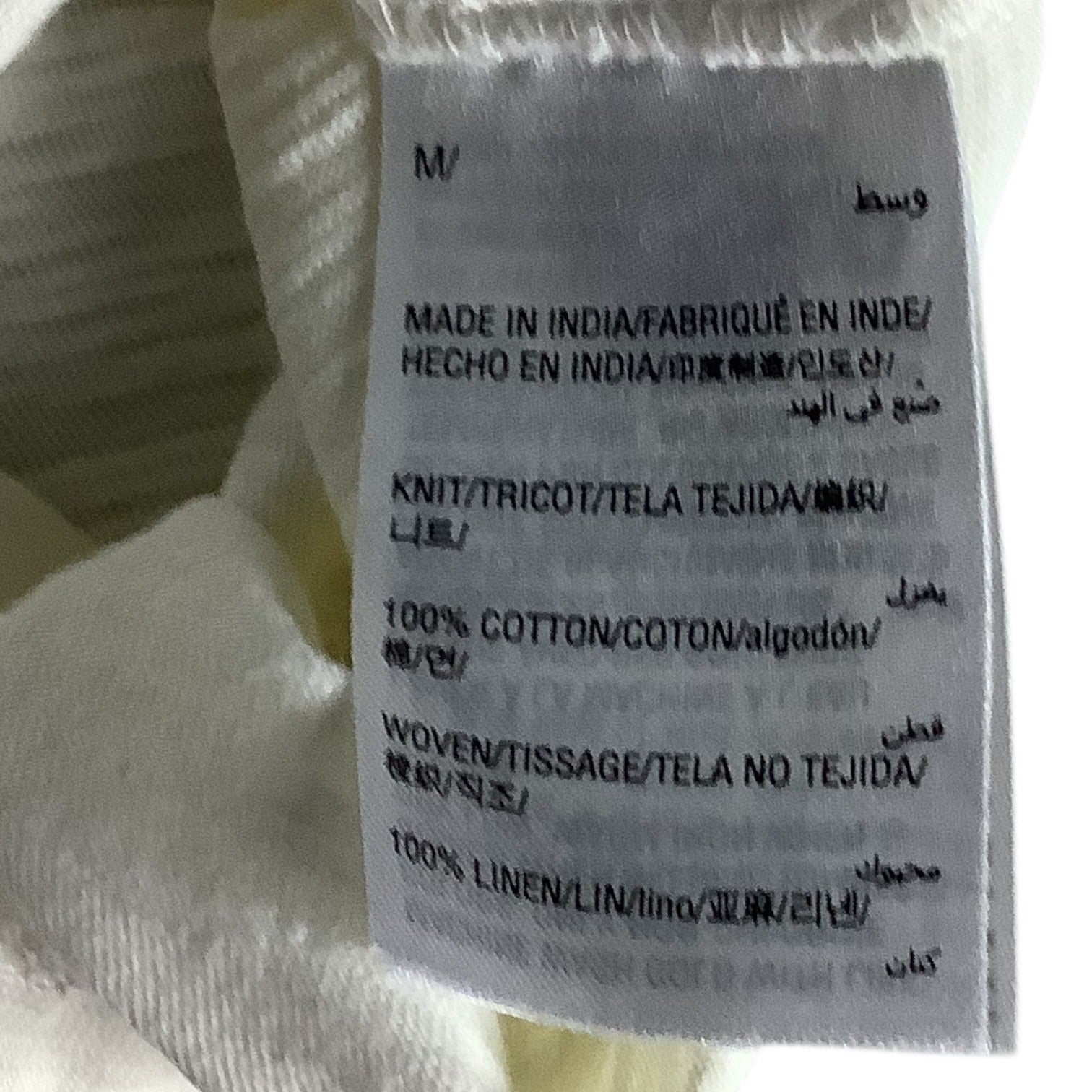 Charter Club Women’s White Linen Button Front Tie Hem Shirt Size M Collarless