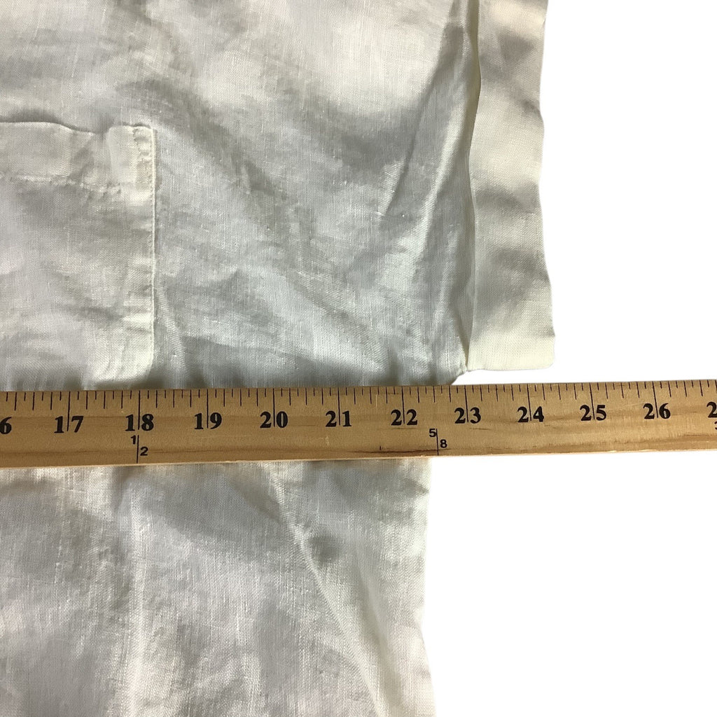 Charter Club Women’s White Linen Button Front Tie Hem Shirt Size M Collarless