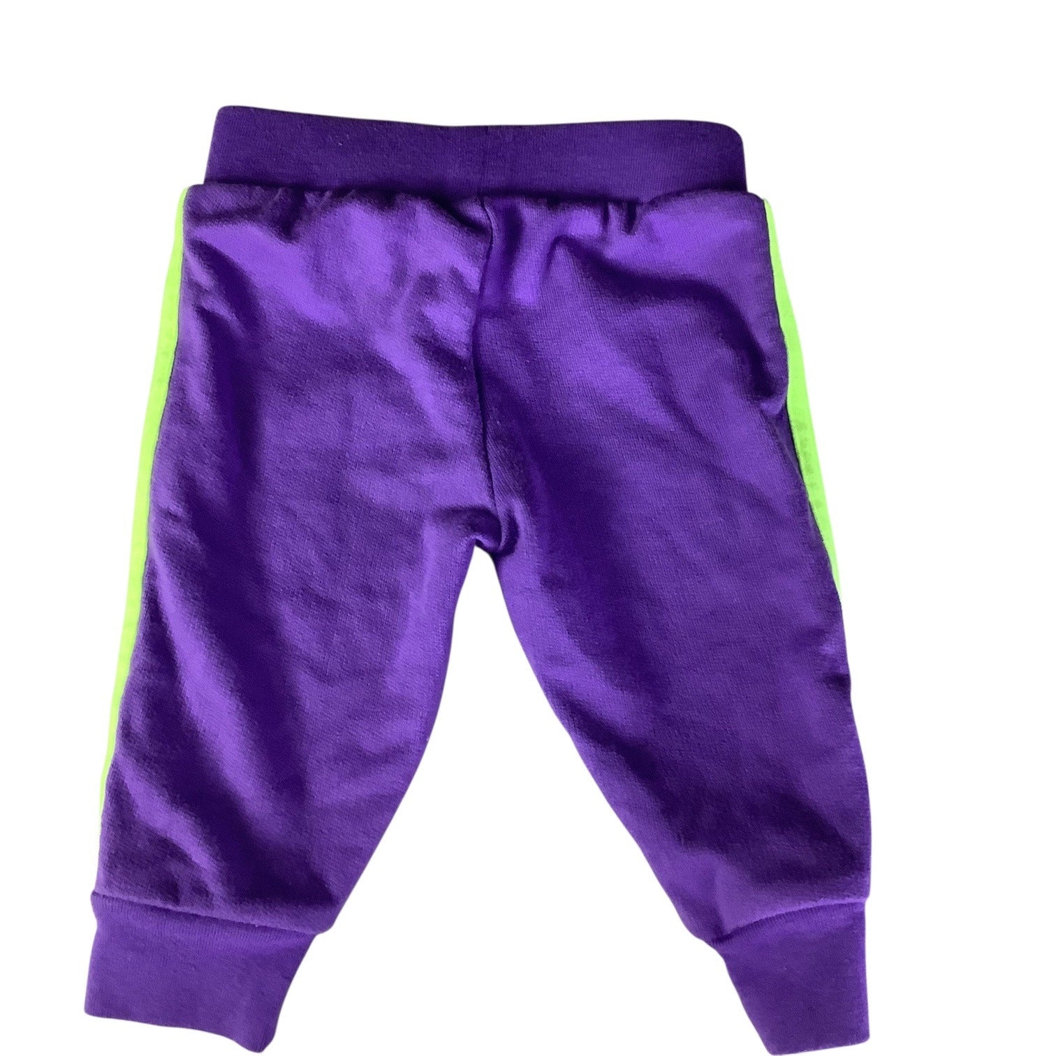 New Balance Baby Girl Sweat Pants 0-3M Purple Neon Green Stripes Elastic Waistband