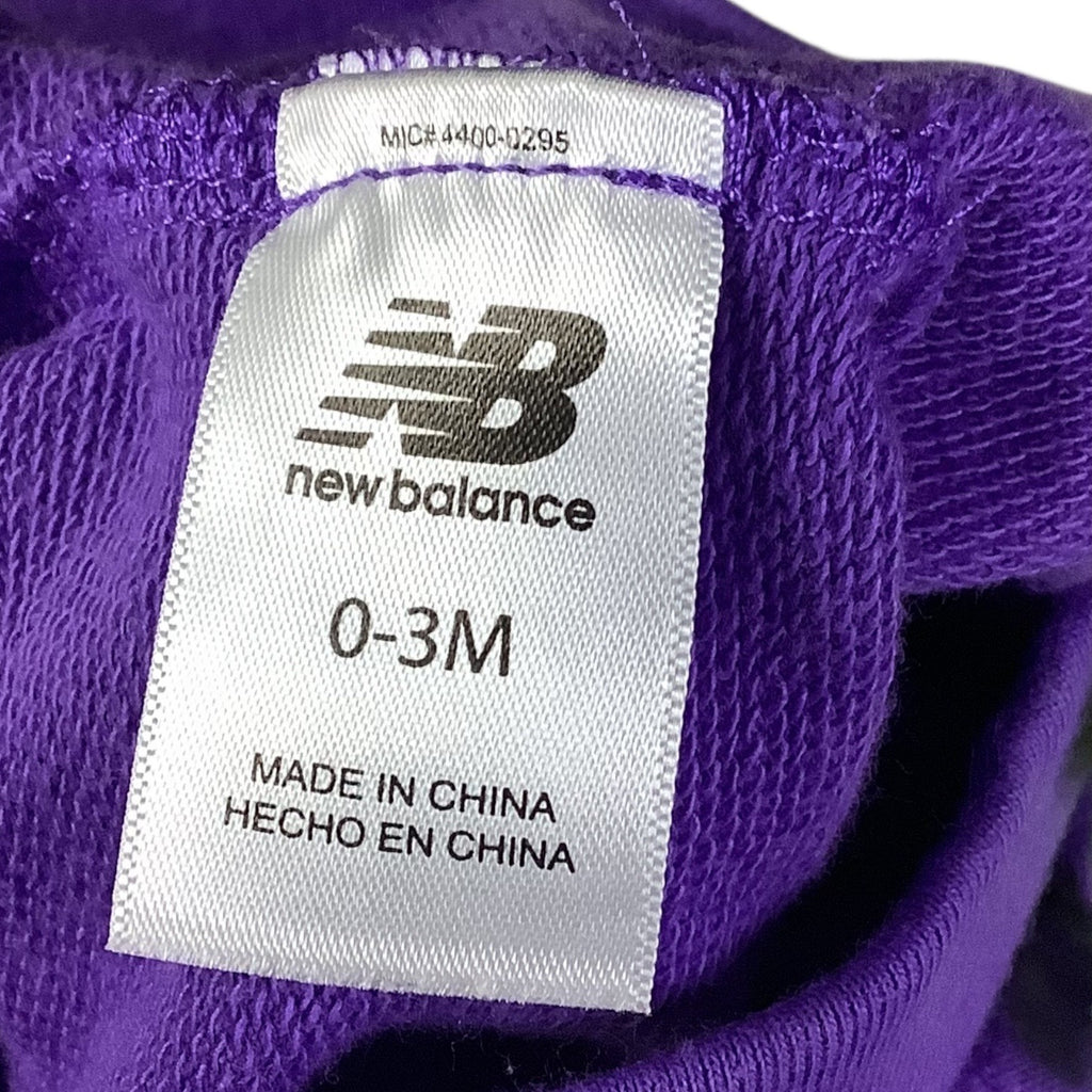 New Balance Baby Girl Sweat Pants 0-3M Purple Neon Green Stripes Elastic Waistband