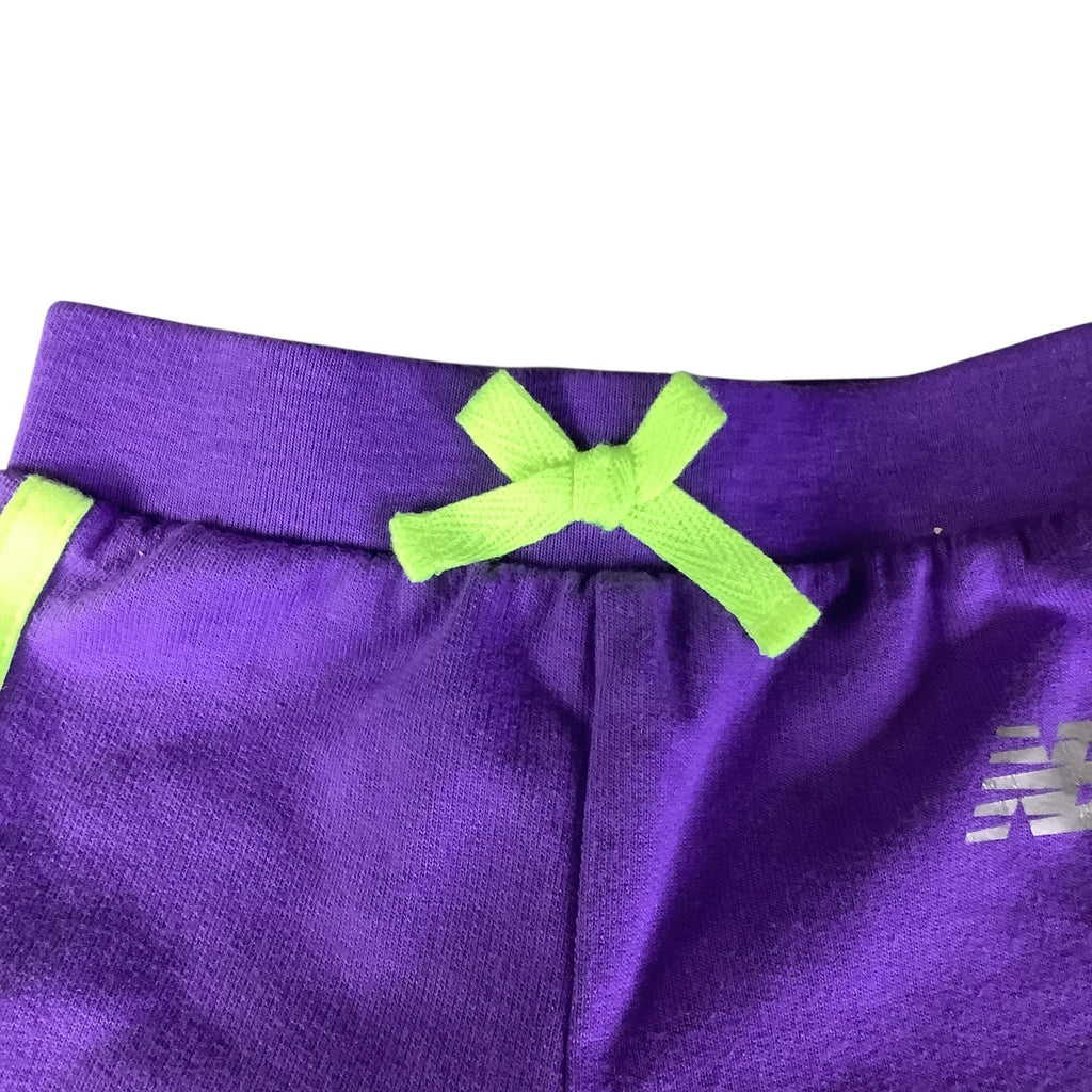 New Balance Baby Girl Sweat Pants 0-3M Purple Neon Green Stripes Elastic Waistband