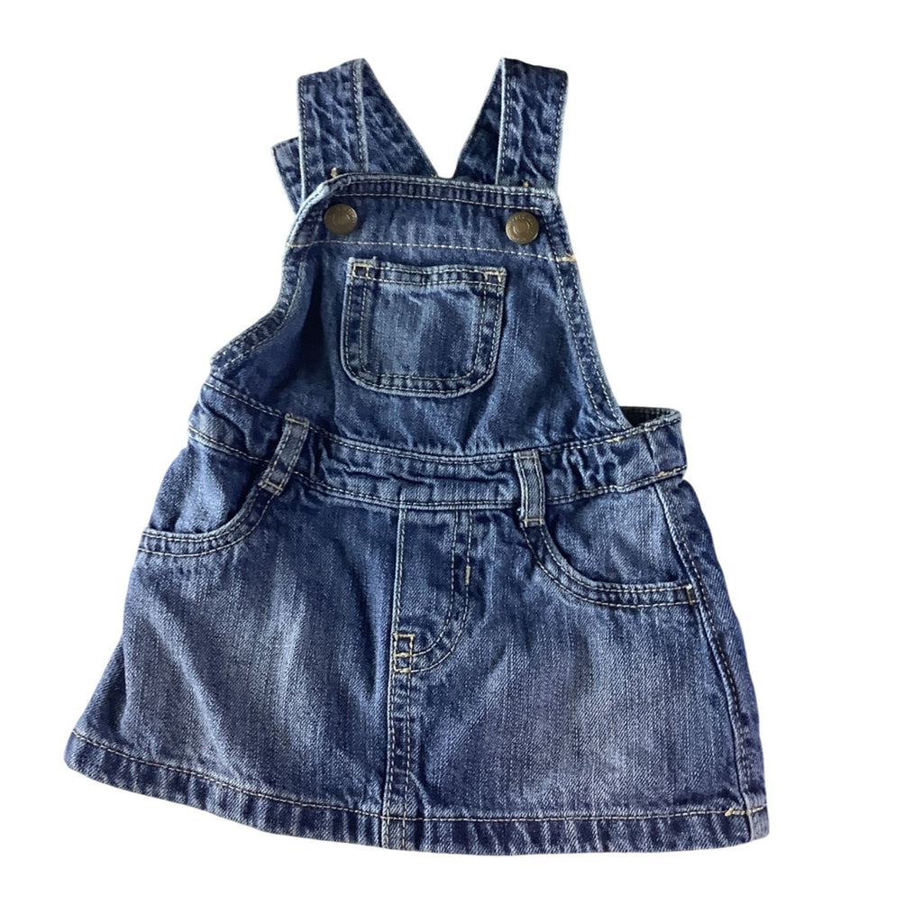 Old Navy Baby Girl Denim Overall Dress Adjustable Straps 3-6M Blue Sleeveless