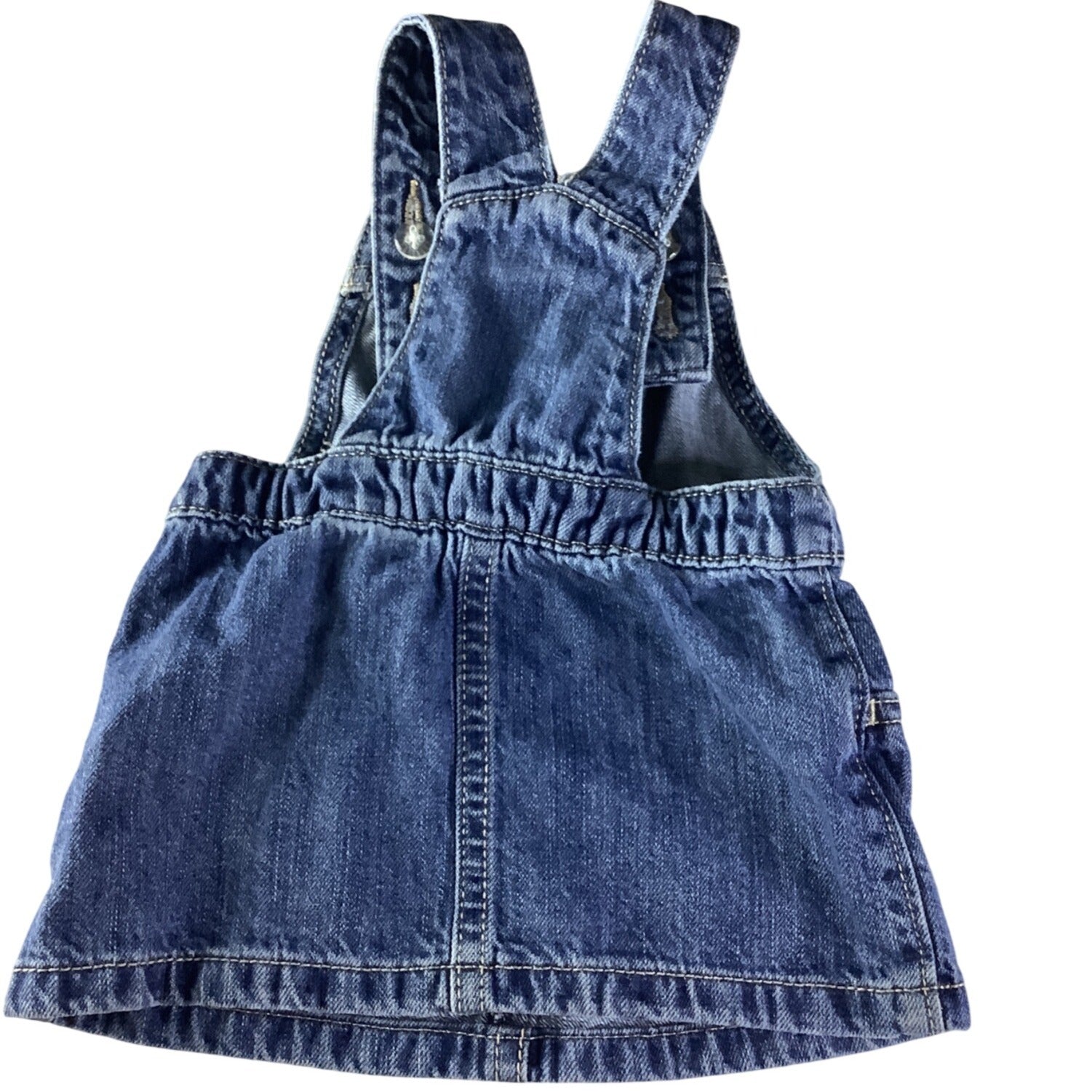 Old Navy Baby Girl Denim Overall Dress Adjustable Straps 3-6M Blue Sleeveless