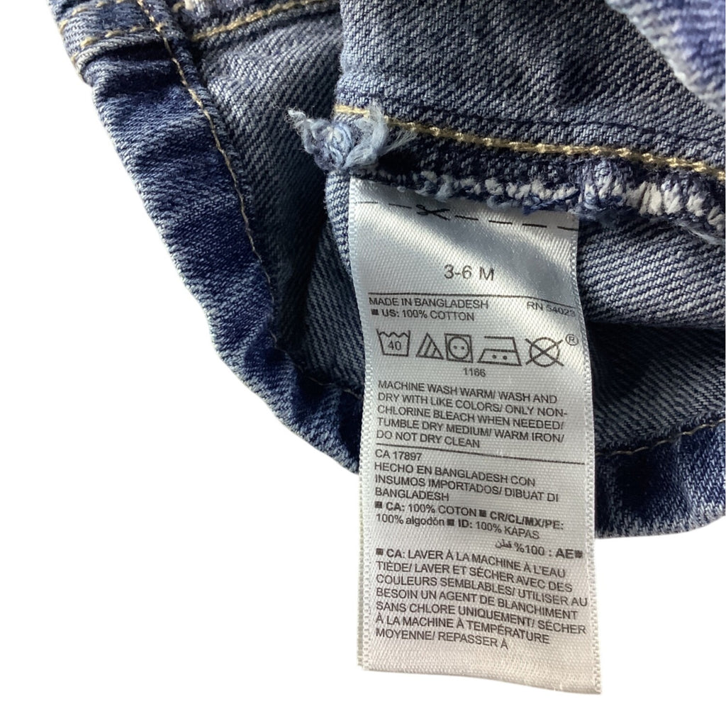 Old Navy Baby Girl Denim Overall Dress Adjustable Straps 3-6M Blue Sleeveless