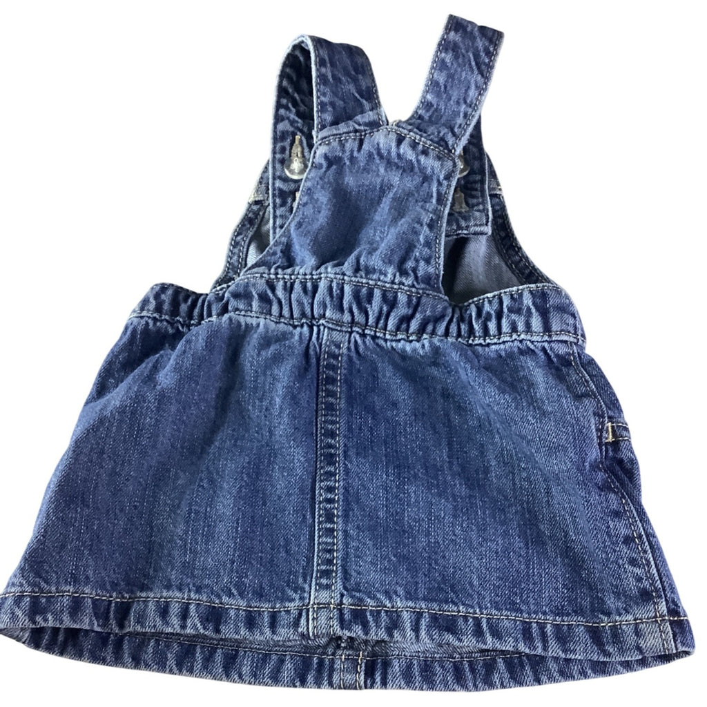 Old Navy Baby Girl Denim Overall Dress Adjustable Straps 3-6M Blue Sleeveless