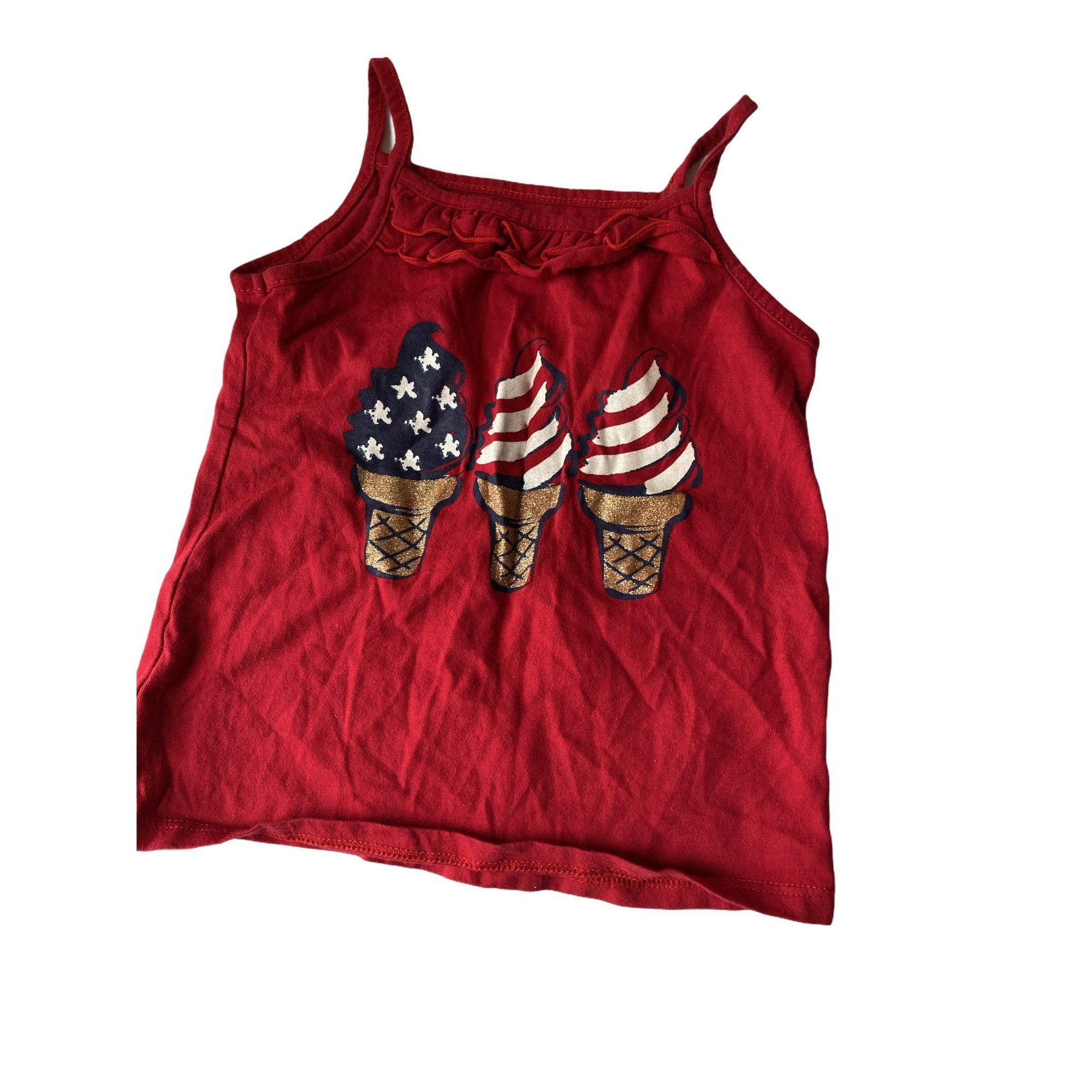 Healthtex Toddler Girls Sz 3T Outfit Red Tank Top Black Pants Ice Cream Graphic