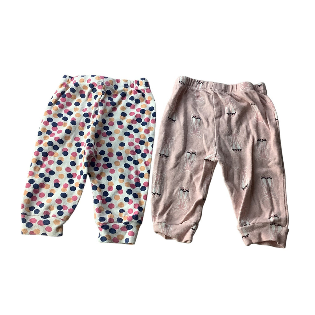 Lot of 2pc PS By The Peanutshell Baby Girl Pants 6M Polka Dot & Ballerina Prints