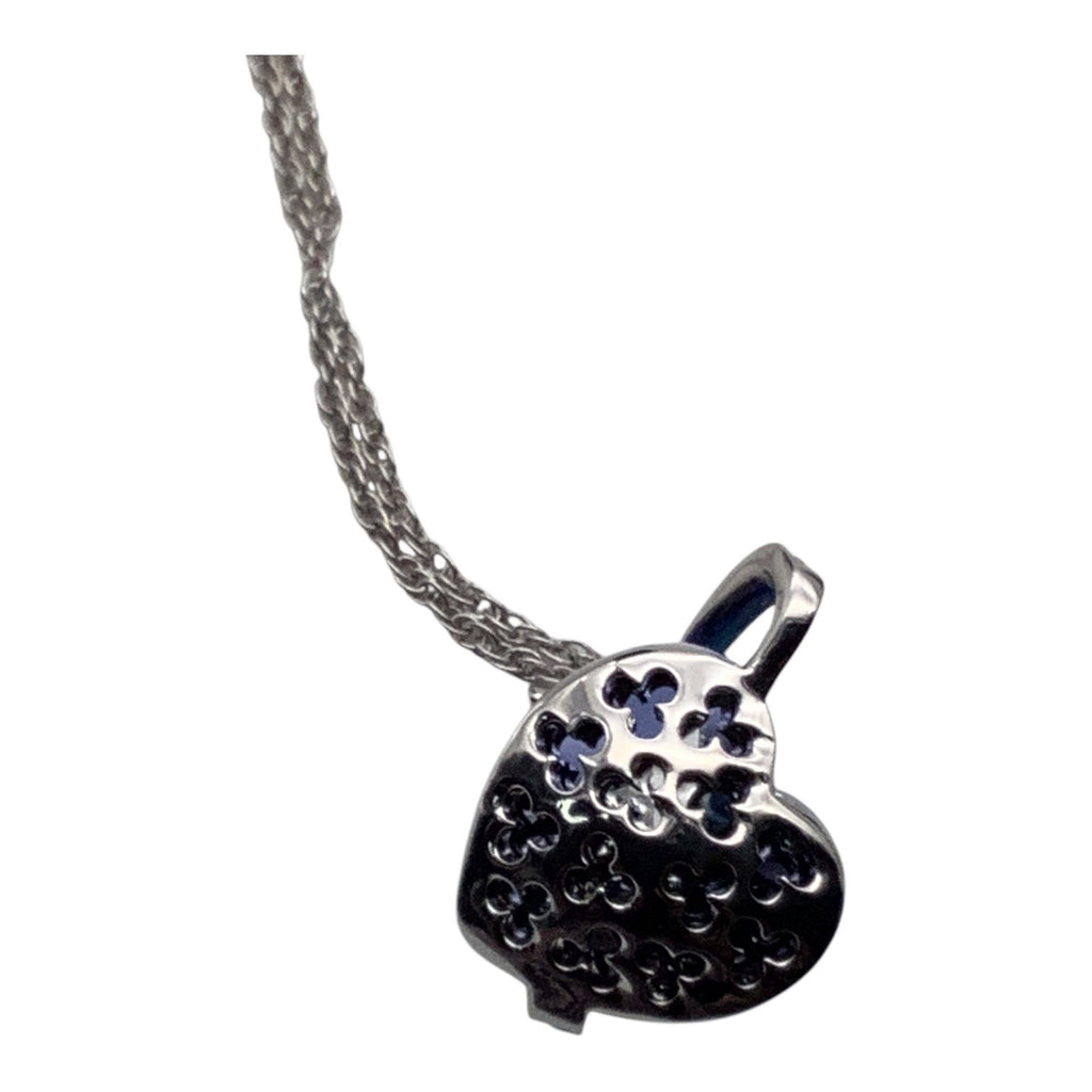 Blue Swarovski Crystal Heart Necklace W/ Silver Stars Pendant Adjustable Chain