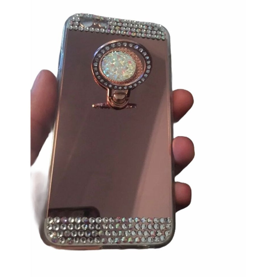 Luxury Crystal Rhinestone Bling Mirror Rose Gold IPhone 6/6s Case W/ Ring Holder