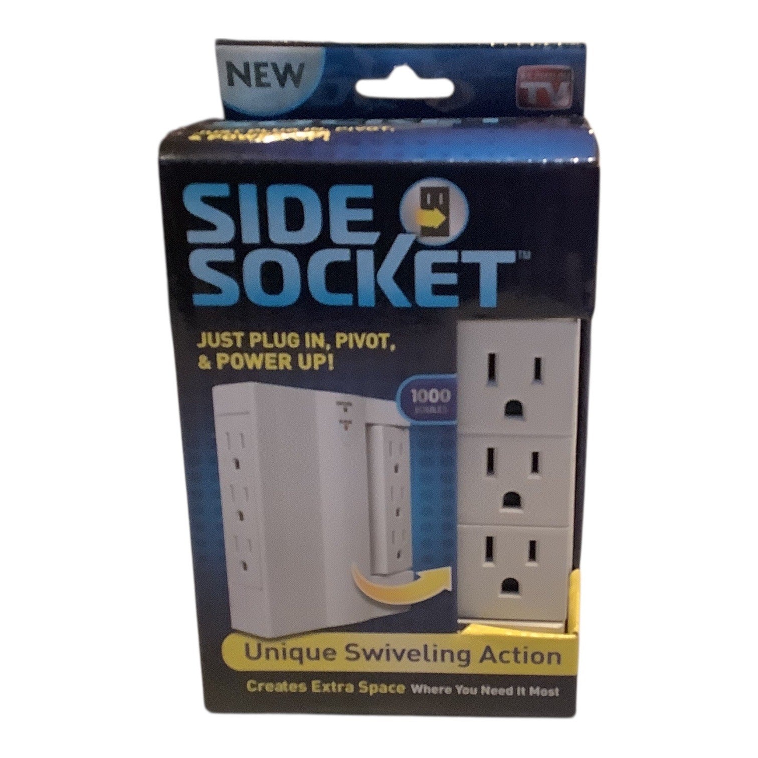 Side Socket Swivel Surge Protector 6 Outlets 1000 Joules Power Strip White