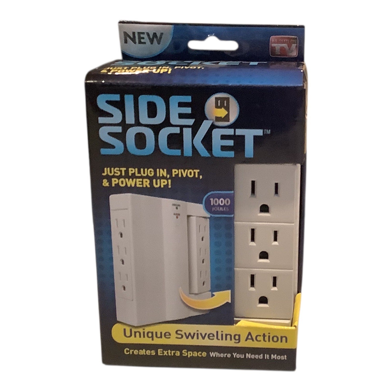 Side Socket Swivel Surge Protector 6 Outlets 1000 Joules Power Strip White