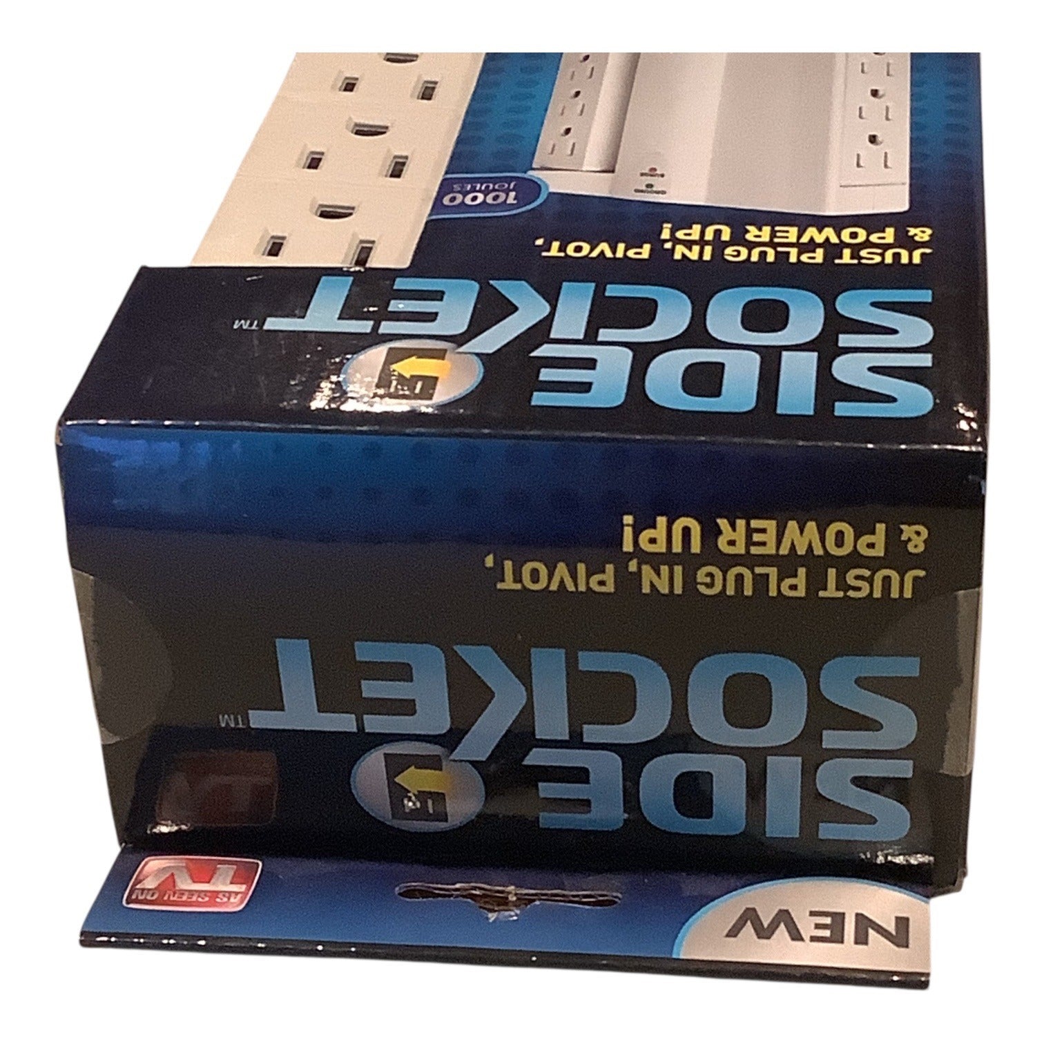 Side Socket Swivel Surge Protector 6 Outlets 1000 Joules Power Strip White