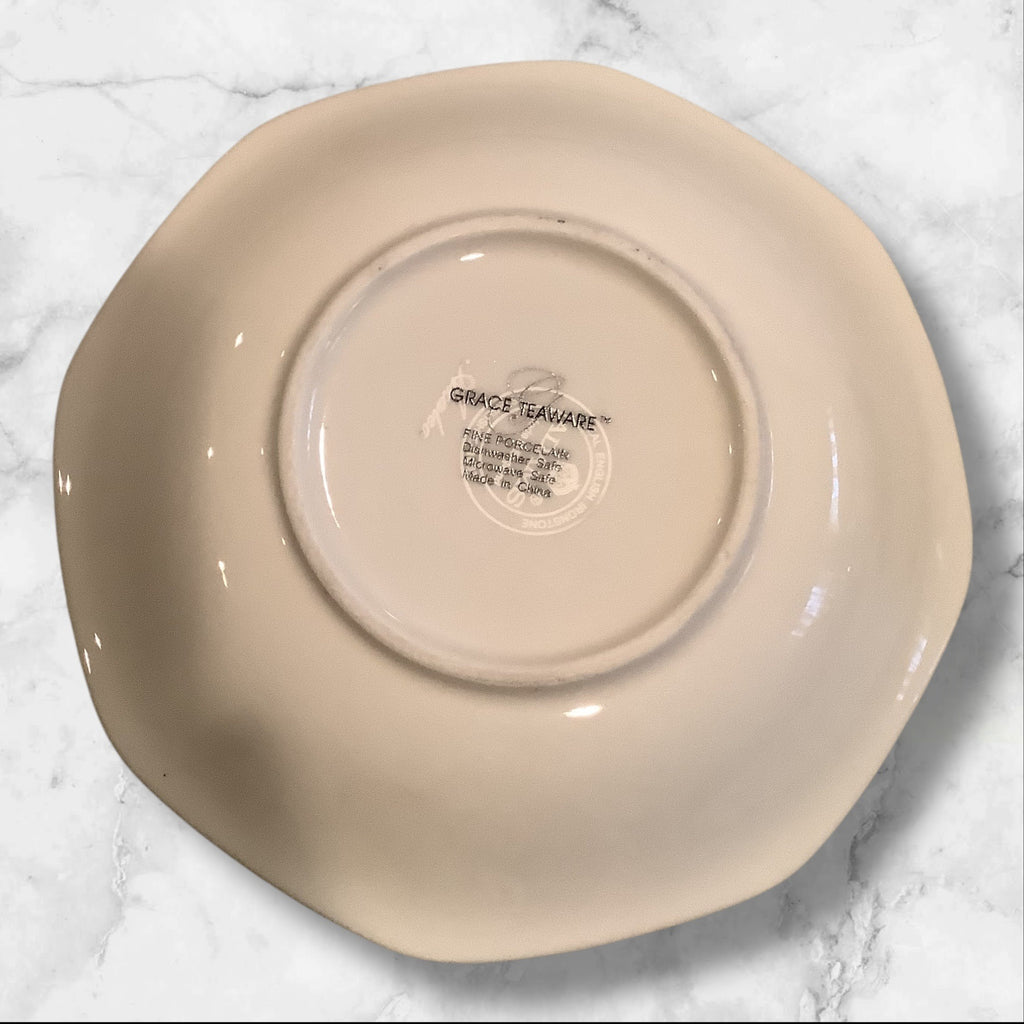 Grace Teaware Floral Pattern Bone China Cup & Saucer Set Of 2