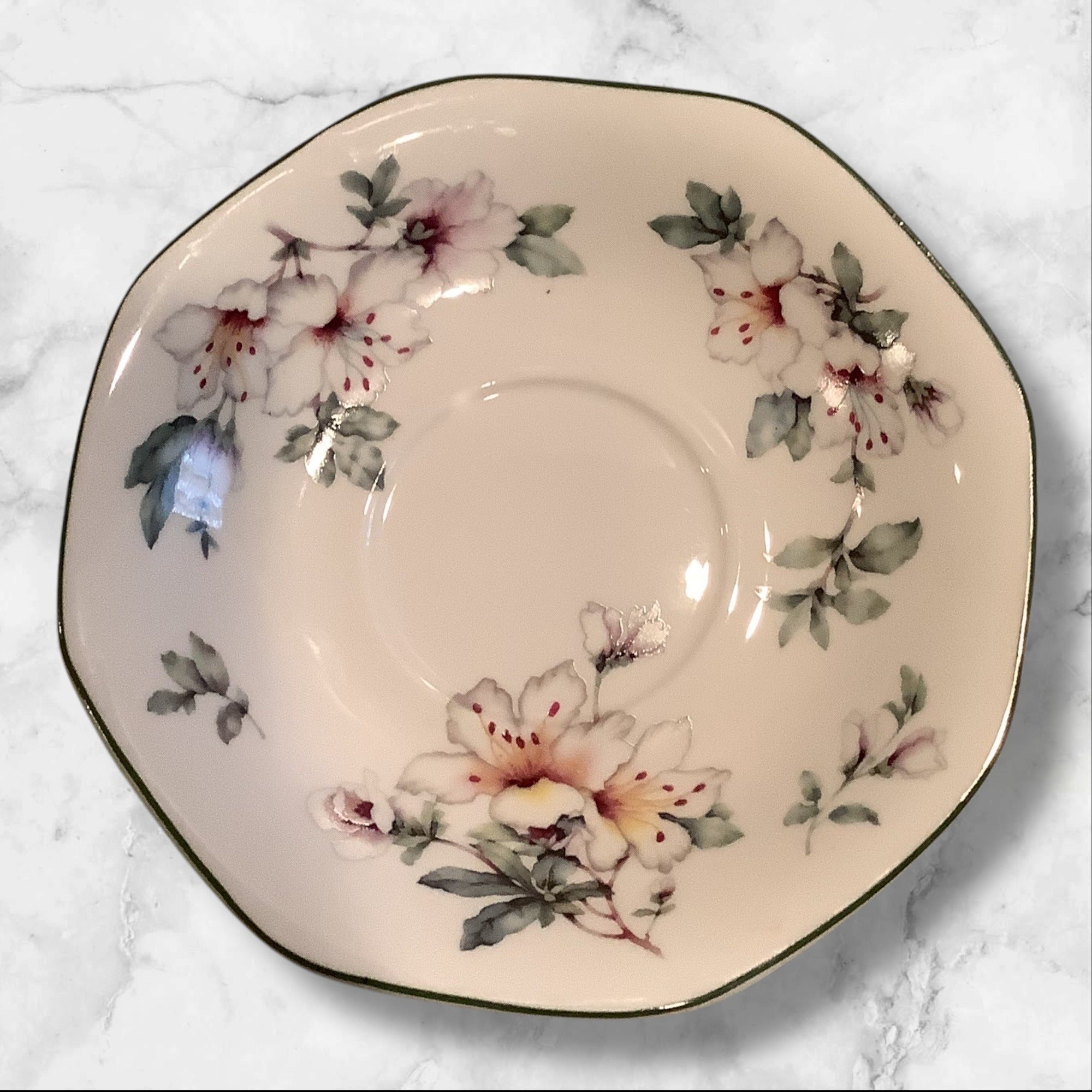 Grace Teaware Floral Pattern Bone China Cup & Saucer Set Of 2