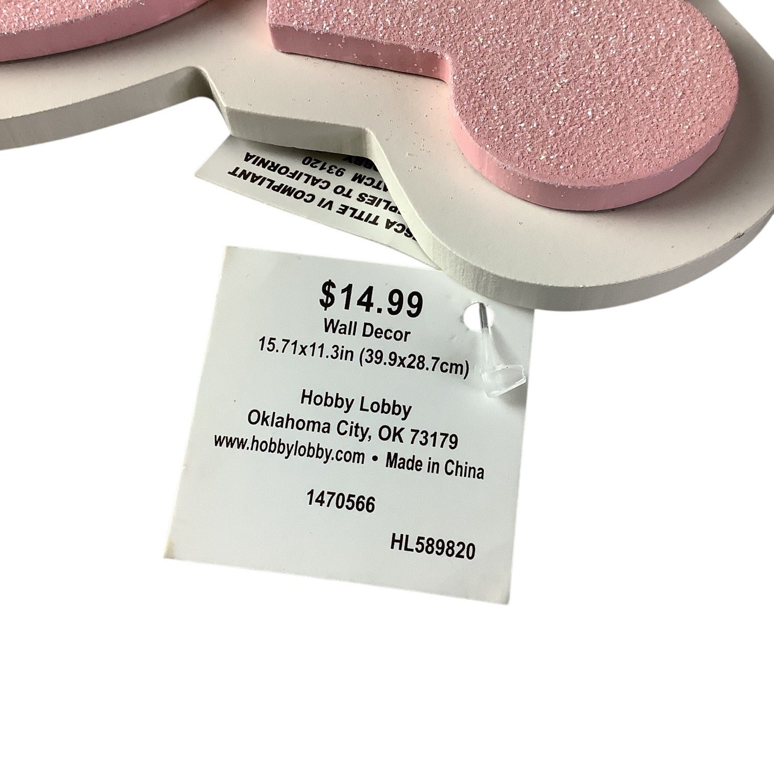 Hobby Lobby Pink Glitter Tiara Crown Wall Hanging Baby Girl's Bedroom Decor