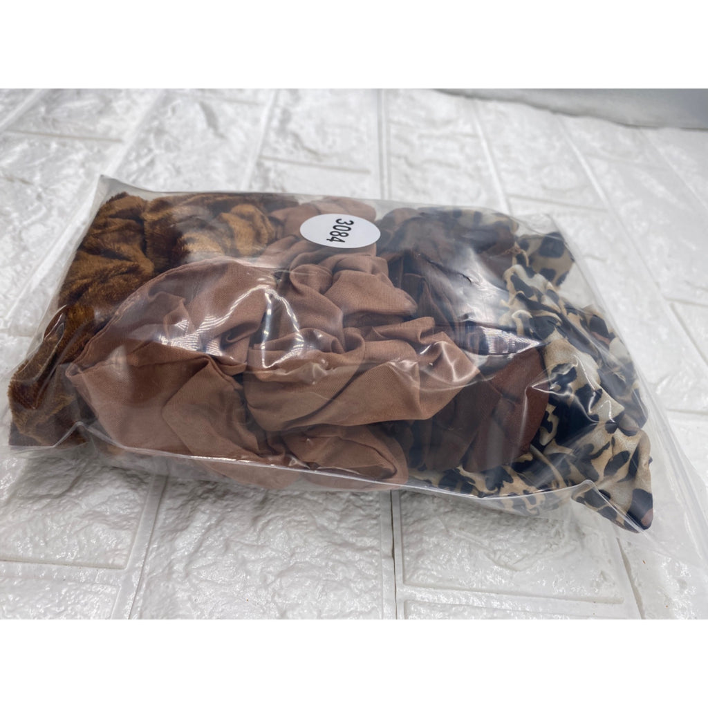 17pcs Hair Scrunchies LeopardSolid Colors Velvet Silk Blend Ponytail Holder Set