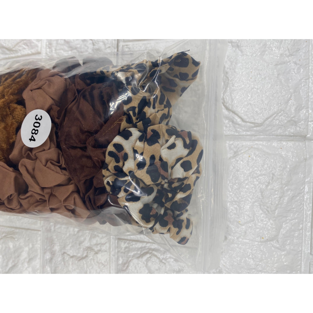 17pcs Hair Scrunchies LeopardSolid Colors Velvet Silk Blend Ponytail Holder Set