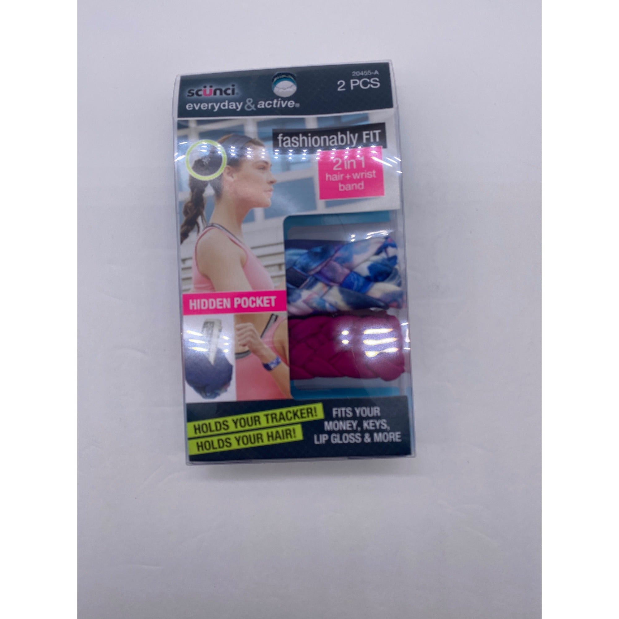 Scunci Everyday & Active Fashionably Fit 2 In 1 Hair + Wrist Band Hidden Pocket