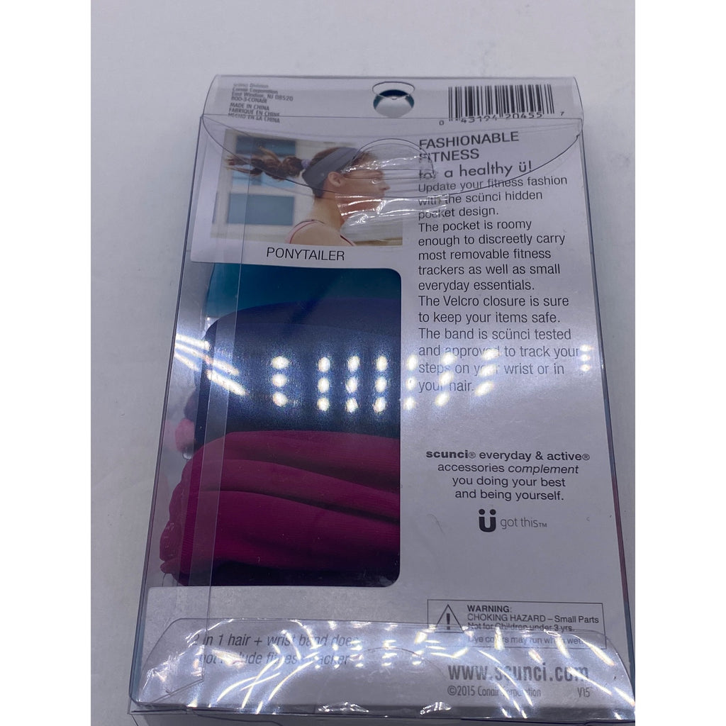 Scunci Everyday & Active Fashionably Fit 2 In 1 Hair + Wrist Band Hidden Pocket