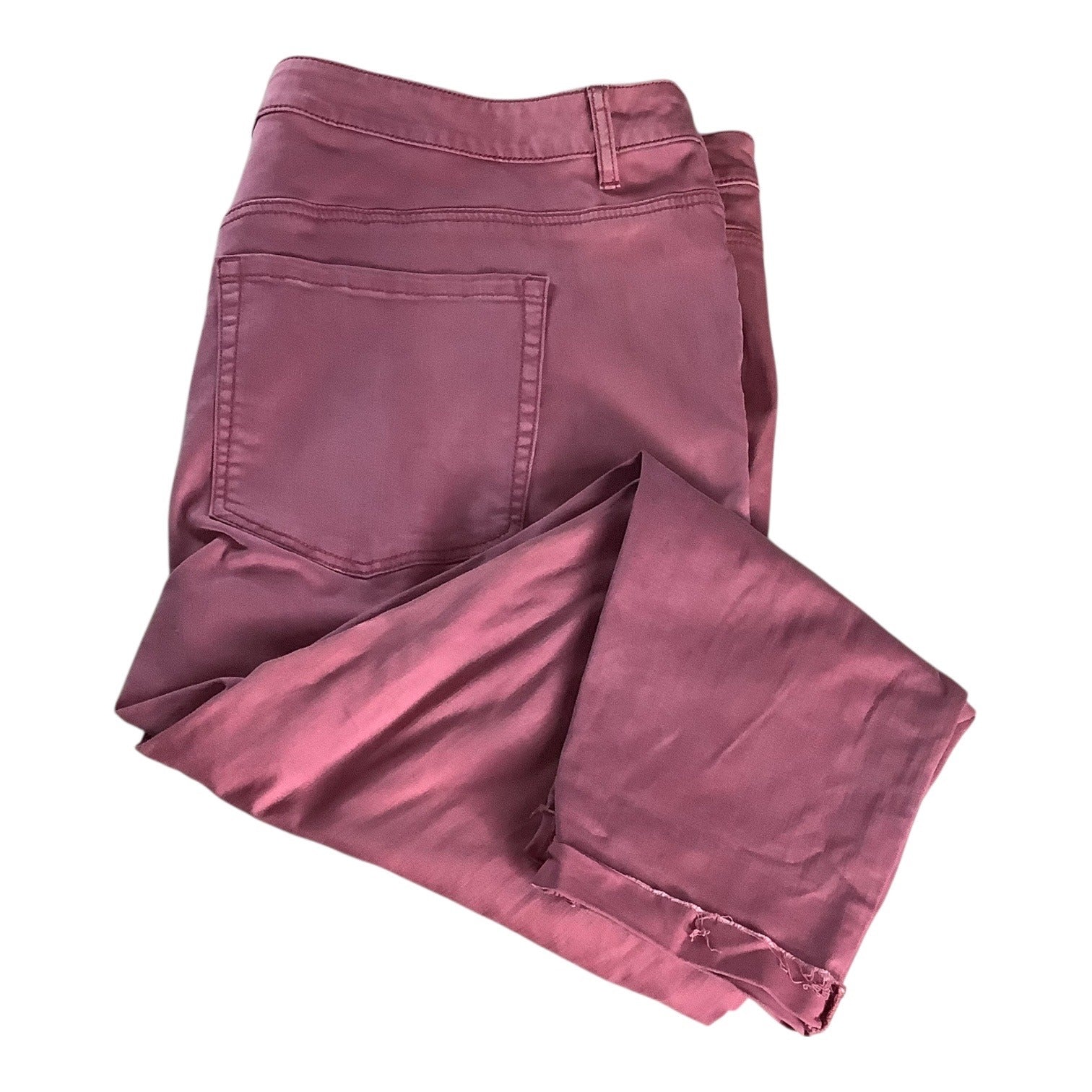 Lane Bryant Womens Super Stretch Ankle Skinny Jeans Size 26 Pink Rolled Hem