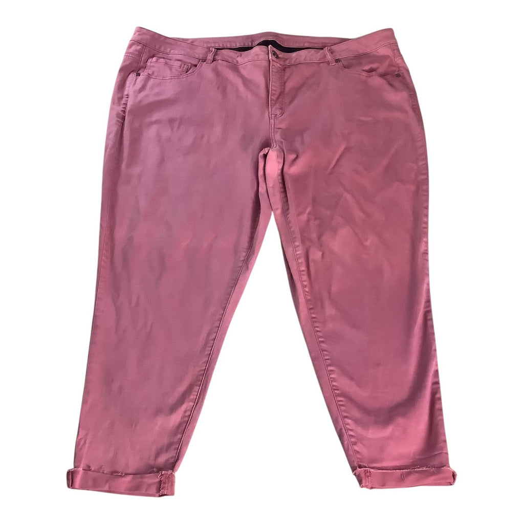 Lane Bryant Womens Super Stretch Ankle Skinny Jeans Size 26 Pink Rolled Hem